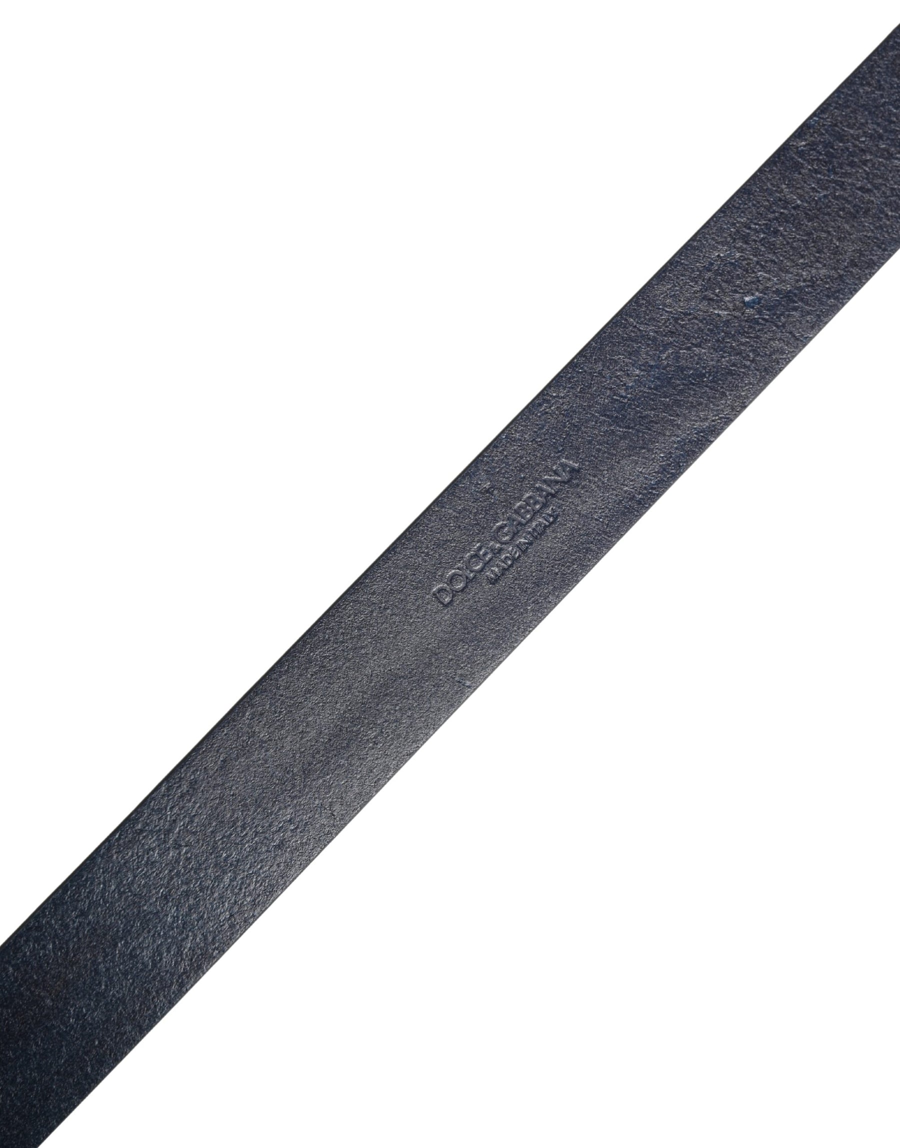 Dolce & Gabbana Men Blue Calf Leather Logo Metal Buckle Belt | Regal Royce