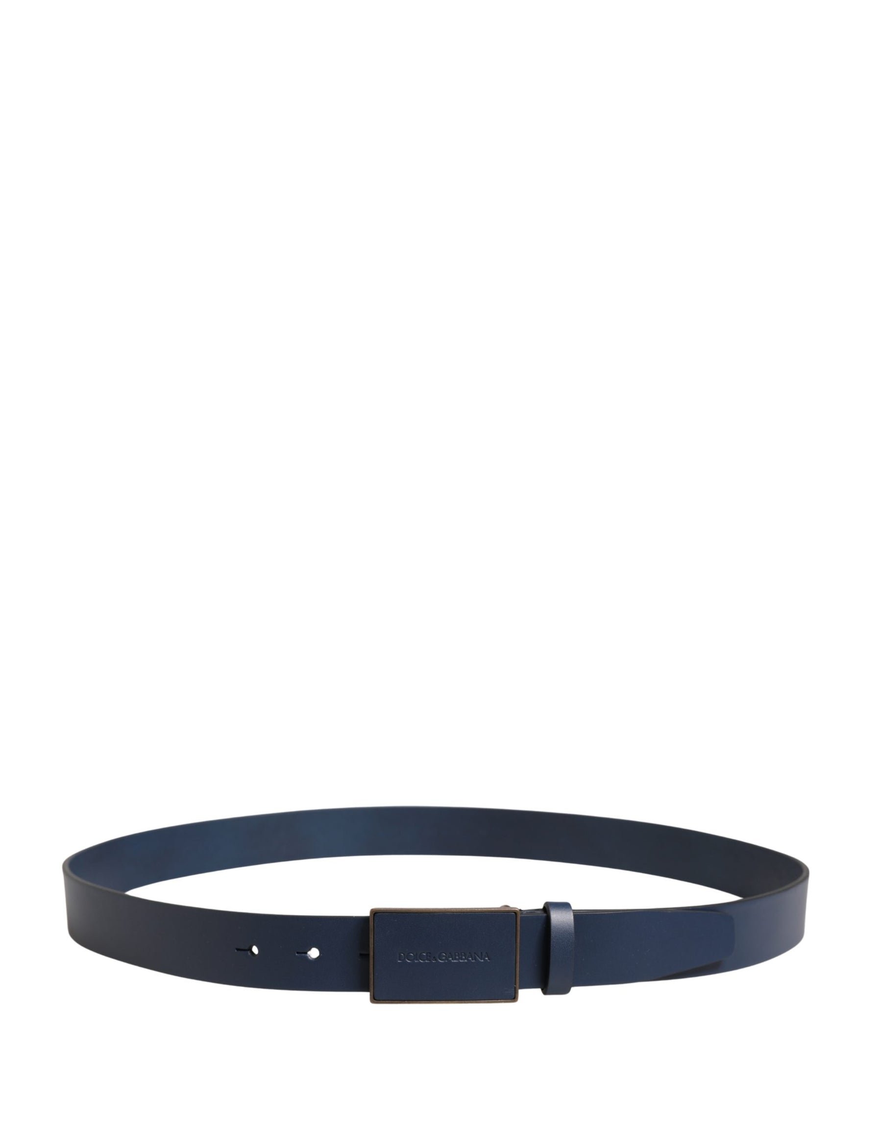 Dolce & Gabbana Men Blue Calf Leather Logo Metal Buckle Belt | Regal Royce