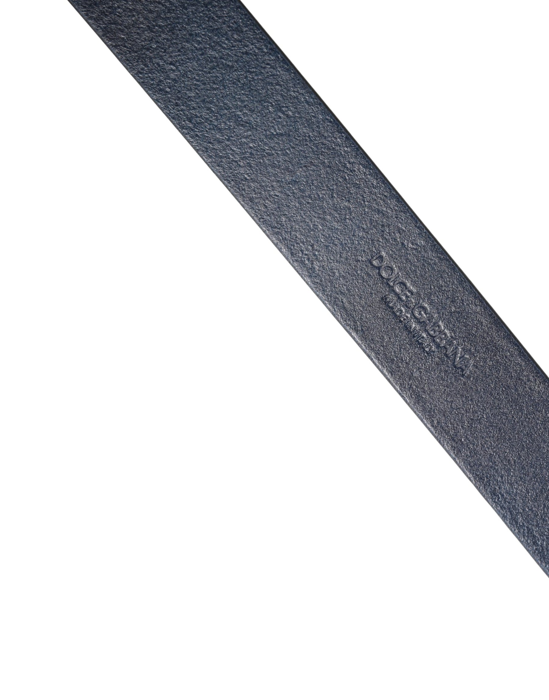 Dolce & Gabbana Men Blue Calf Leather Logo Metal Buckle Belt | Regal Royce