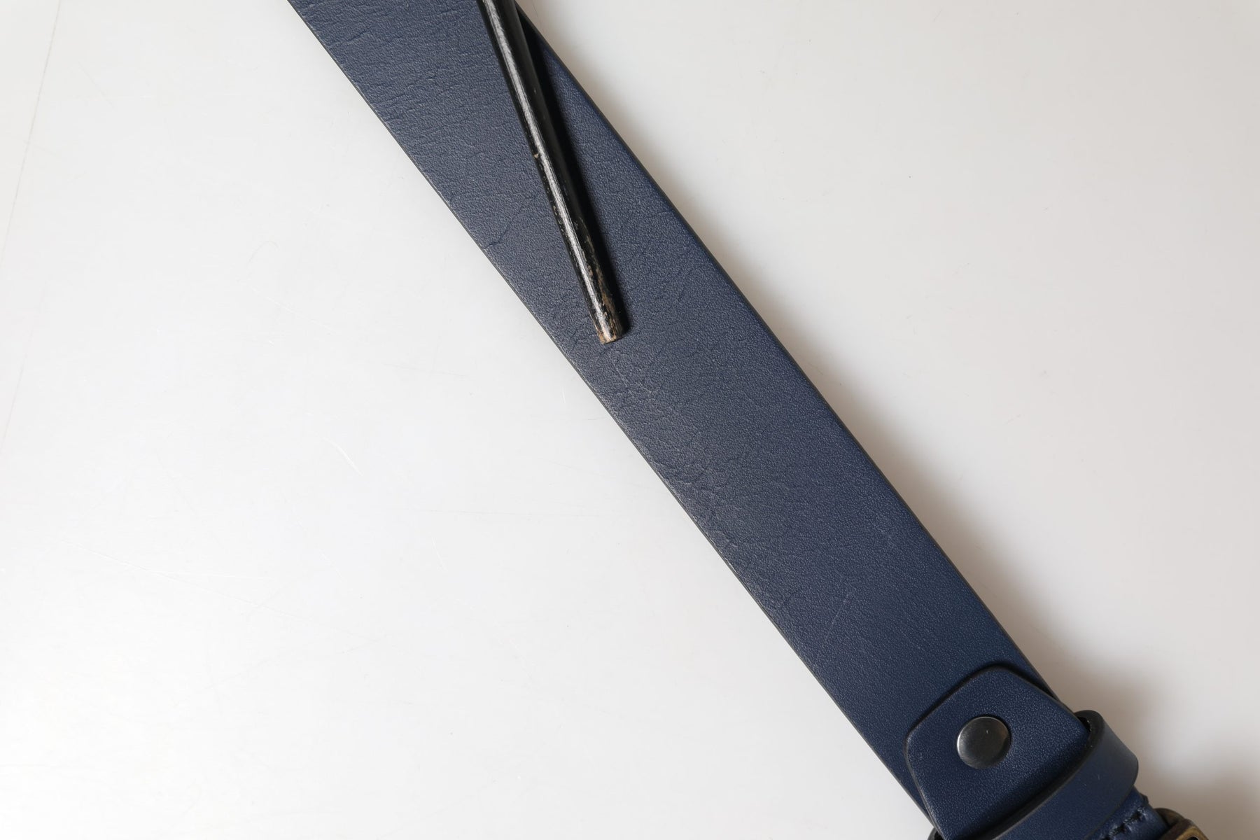 Dolce & Gabbana Men Blue Calf Leather Logo Metal Buckle Belt | Regal Royce