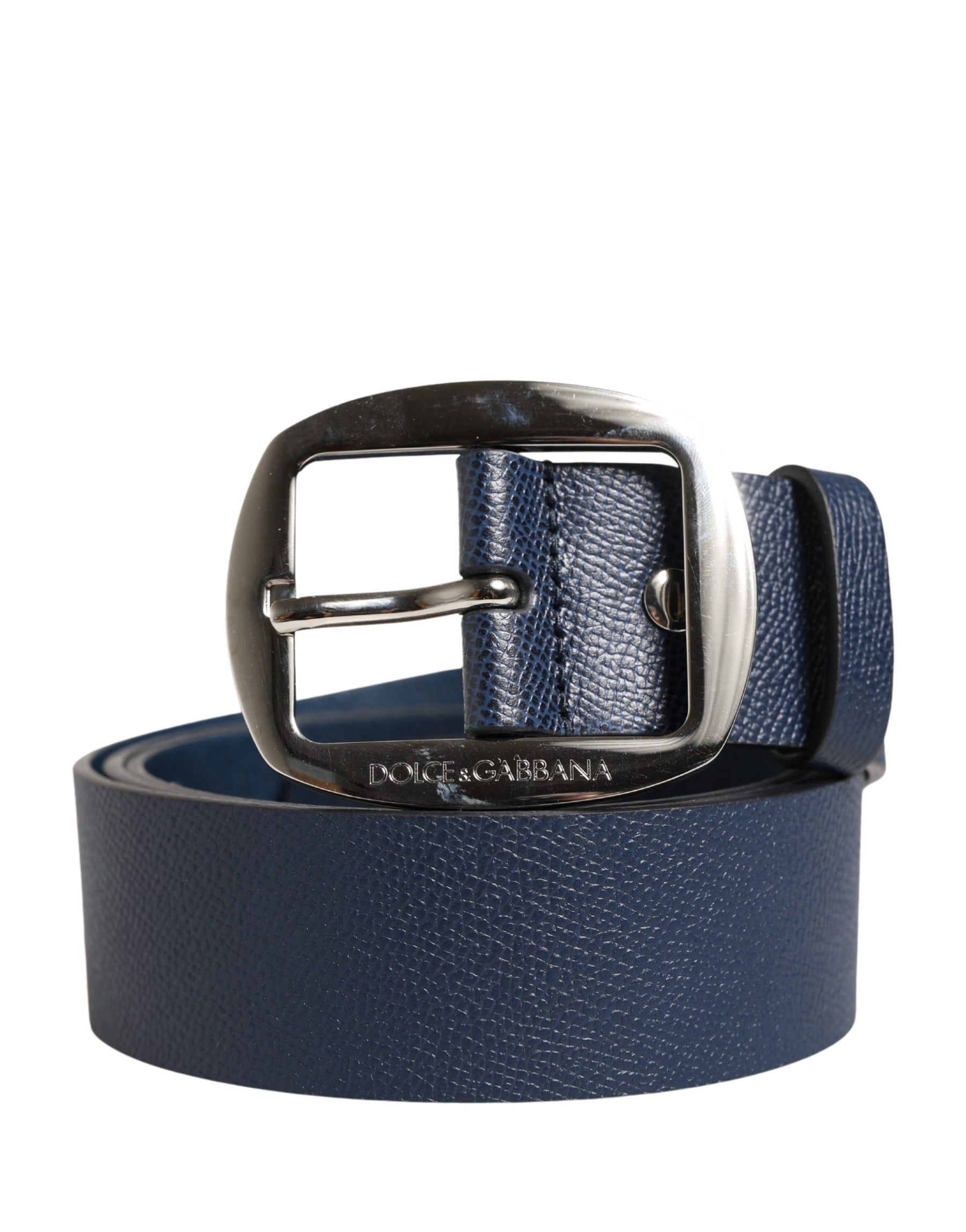 Dolce & Gabbana Men Blue Classic Leather Metal Buckle Belt | Regal Royce