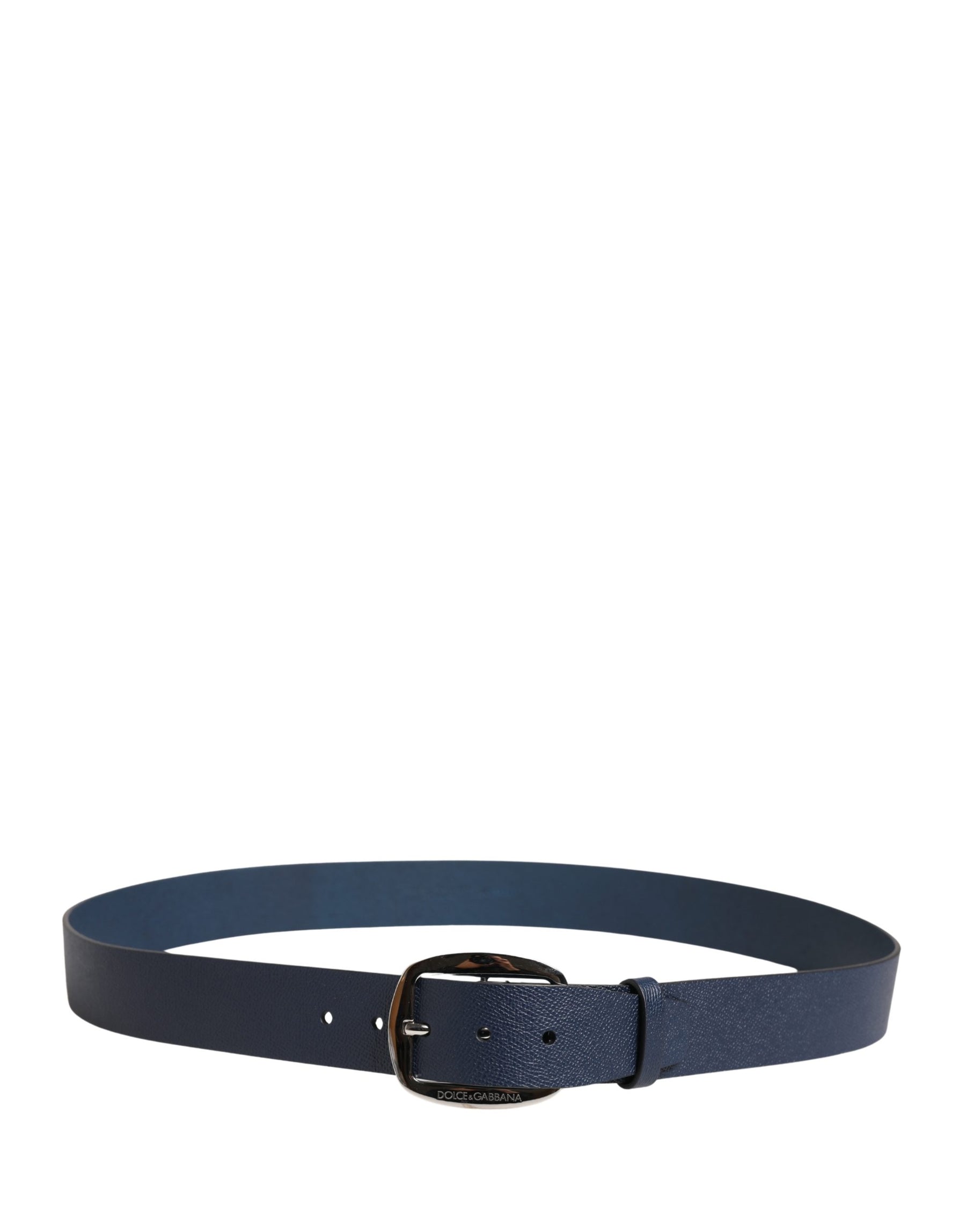Dolce & Gabbana Men Blue Classic Leather Metal Buckle Belt | Regal Royce