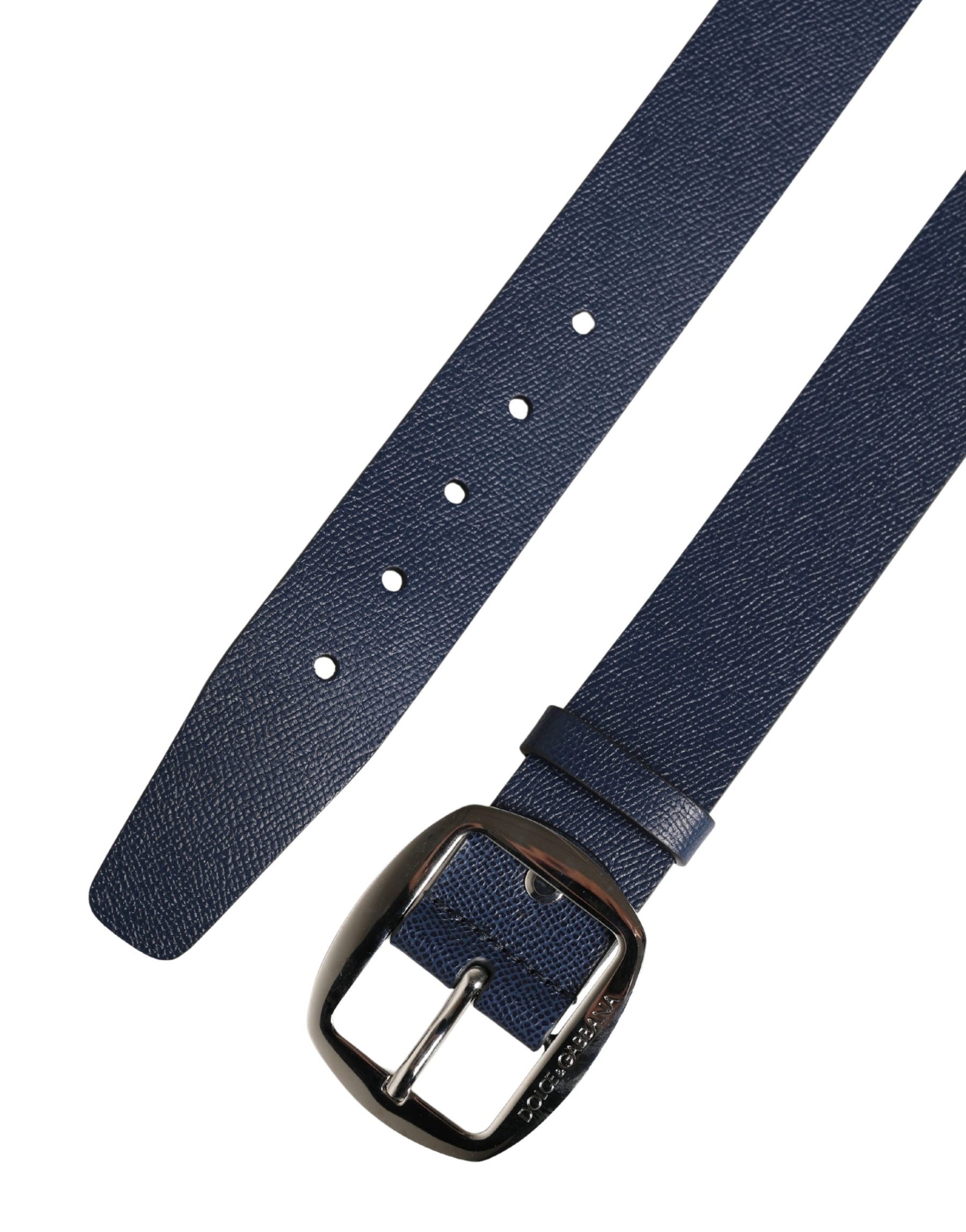 Dolce & Gabbana Men Blue Classic Leather Metal Buckle Belt | Regal Royce