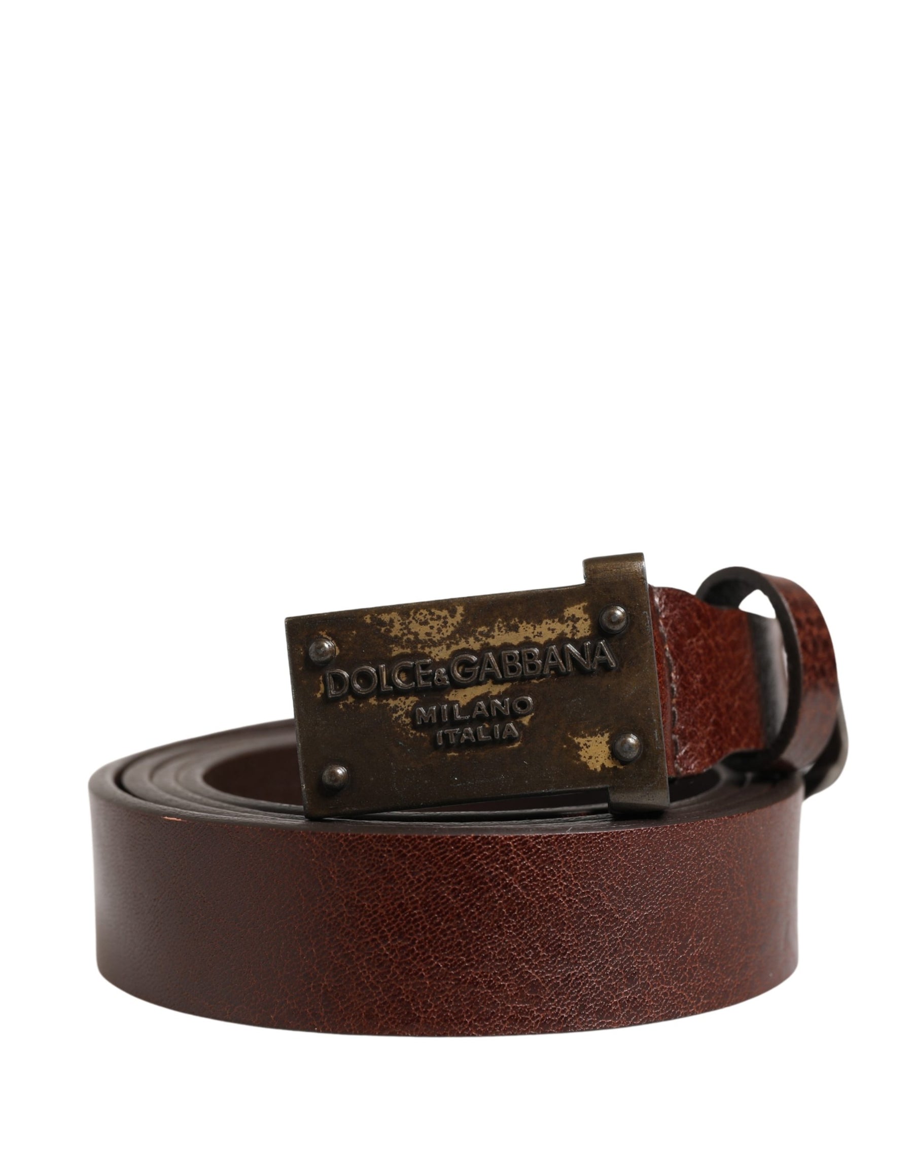 Dolce & Gabbana Men Brown Classic Leather Logo Buckle Belt | Regal Royce
