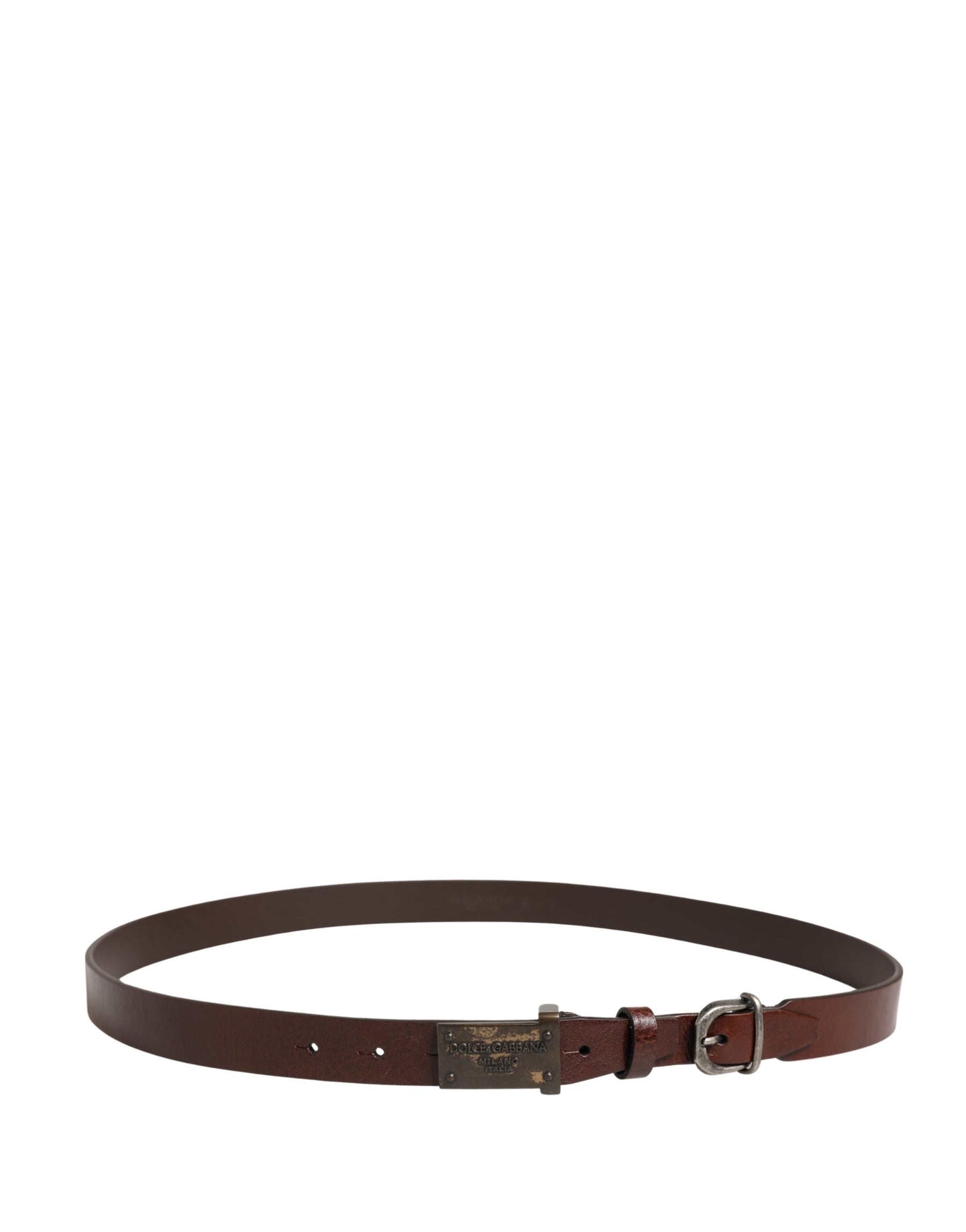 Dolce & Gabbana Men Brown Classic Leather Logo Buckle Belt | Regal Royce