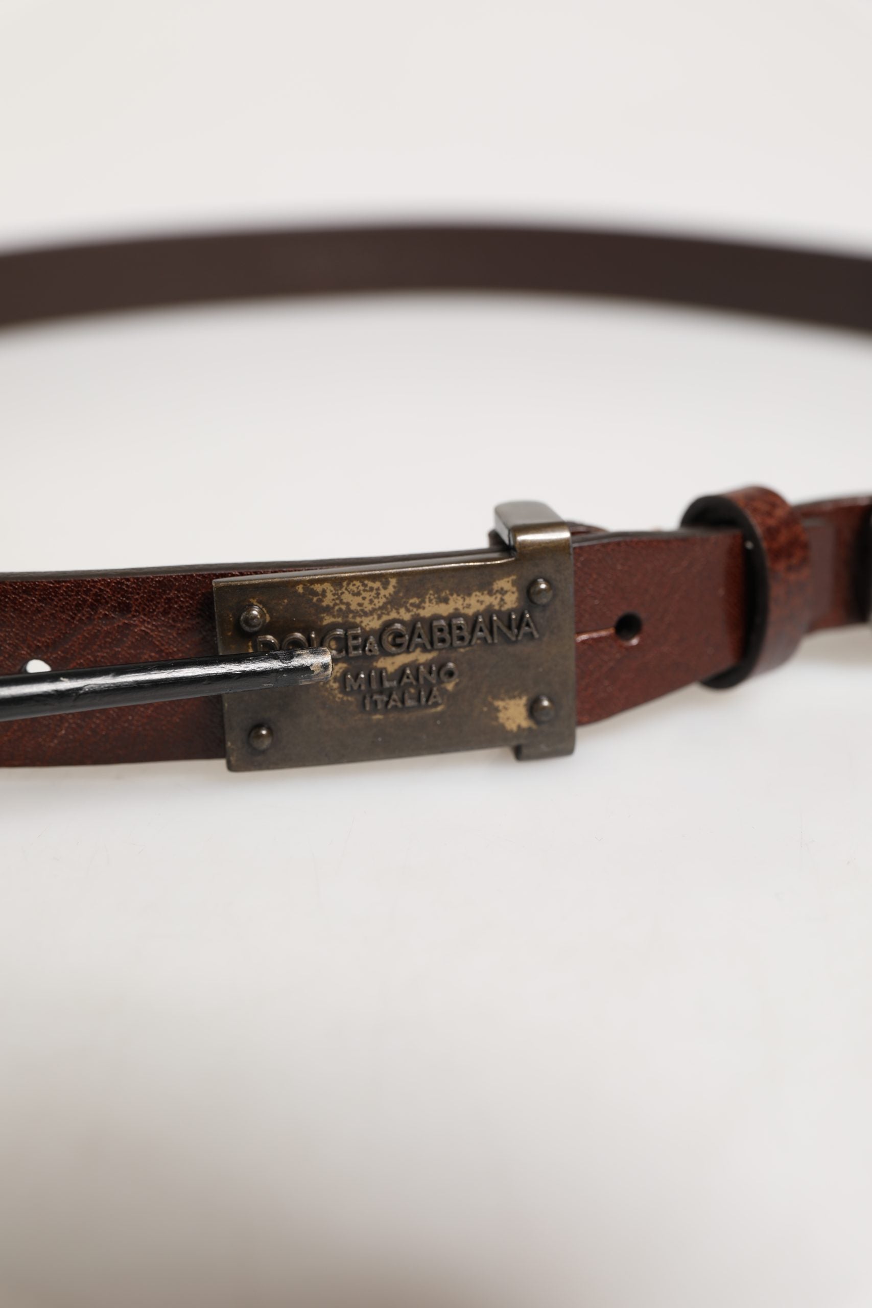 Dolce & Gabbana Men Brown Classic Leather Logo Buckle Belt | Regal Royce
