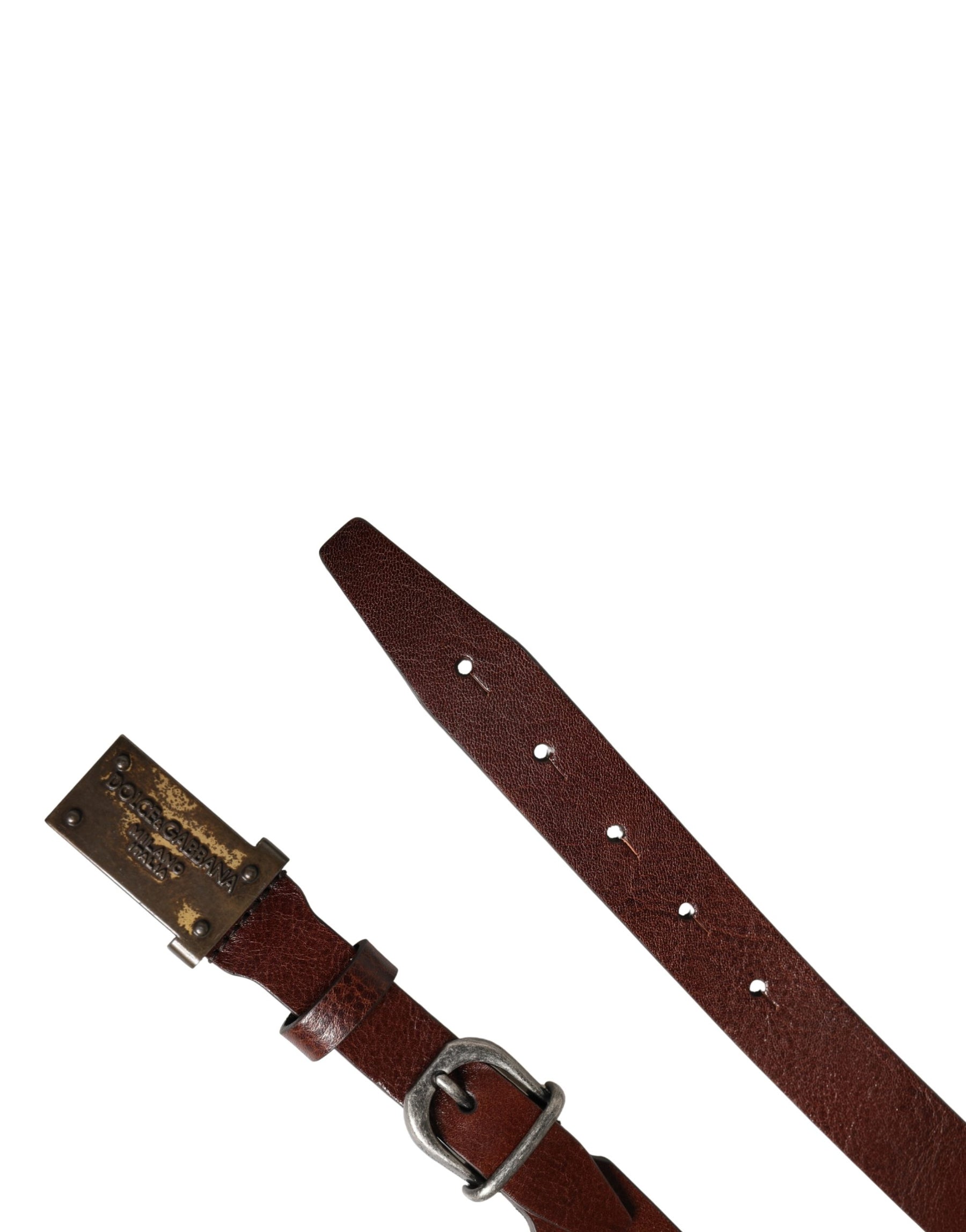Dolce & Gabbana Men Brown Classic Leather Logo Buckle Belt | Regal Royce