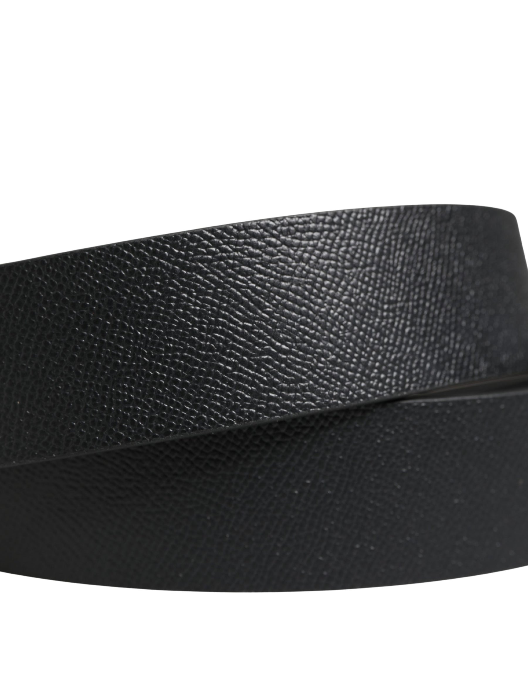 Dolce & Gabbana Men Black Classic Leather Metal Buckle Belt | Regal Royce