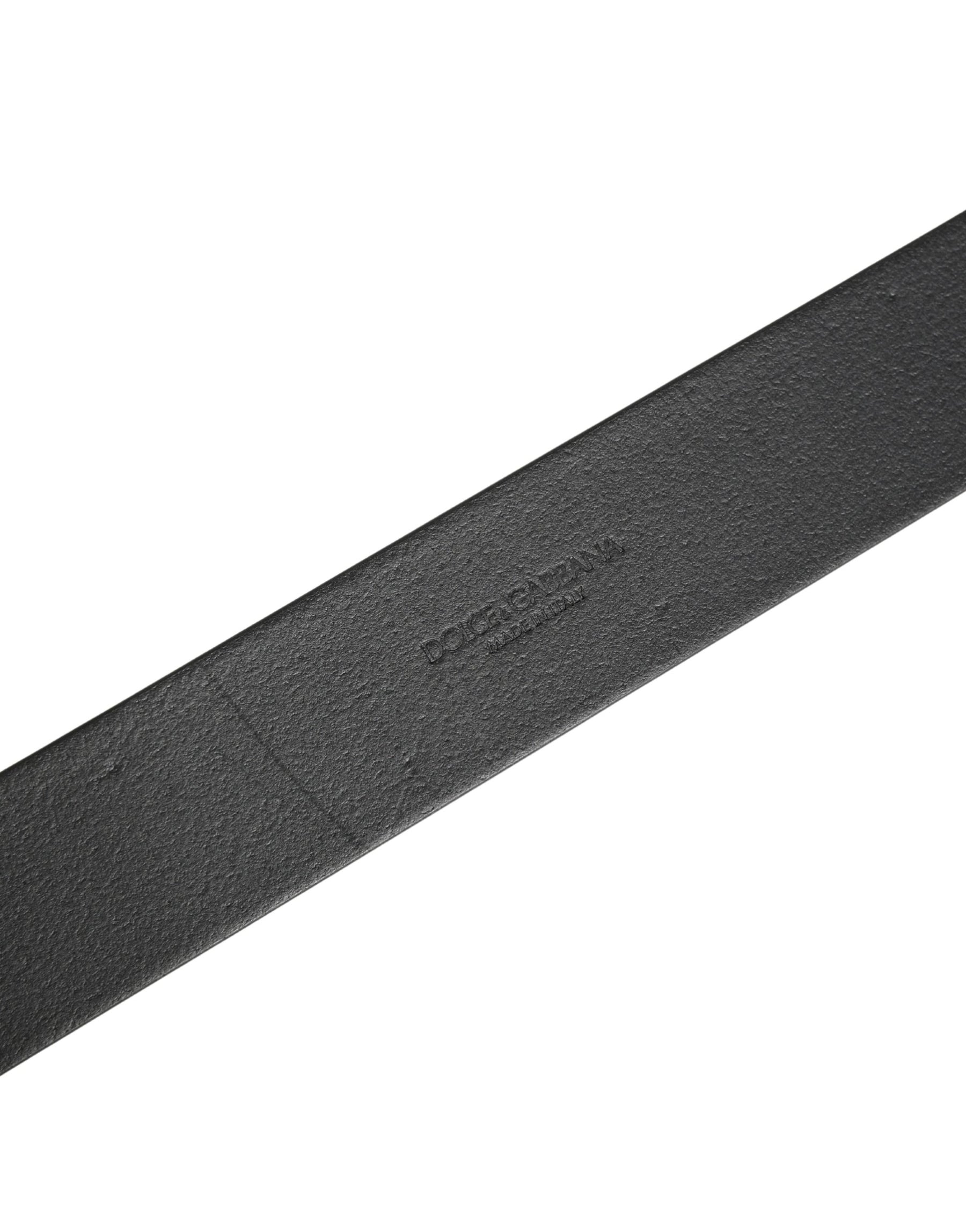 Dolce & Gabbana Men Black Classic Leather Metal Buckle Belt | Regal Royce
