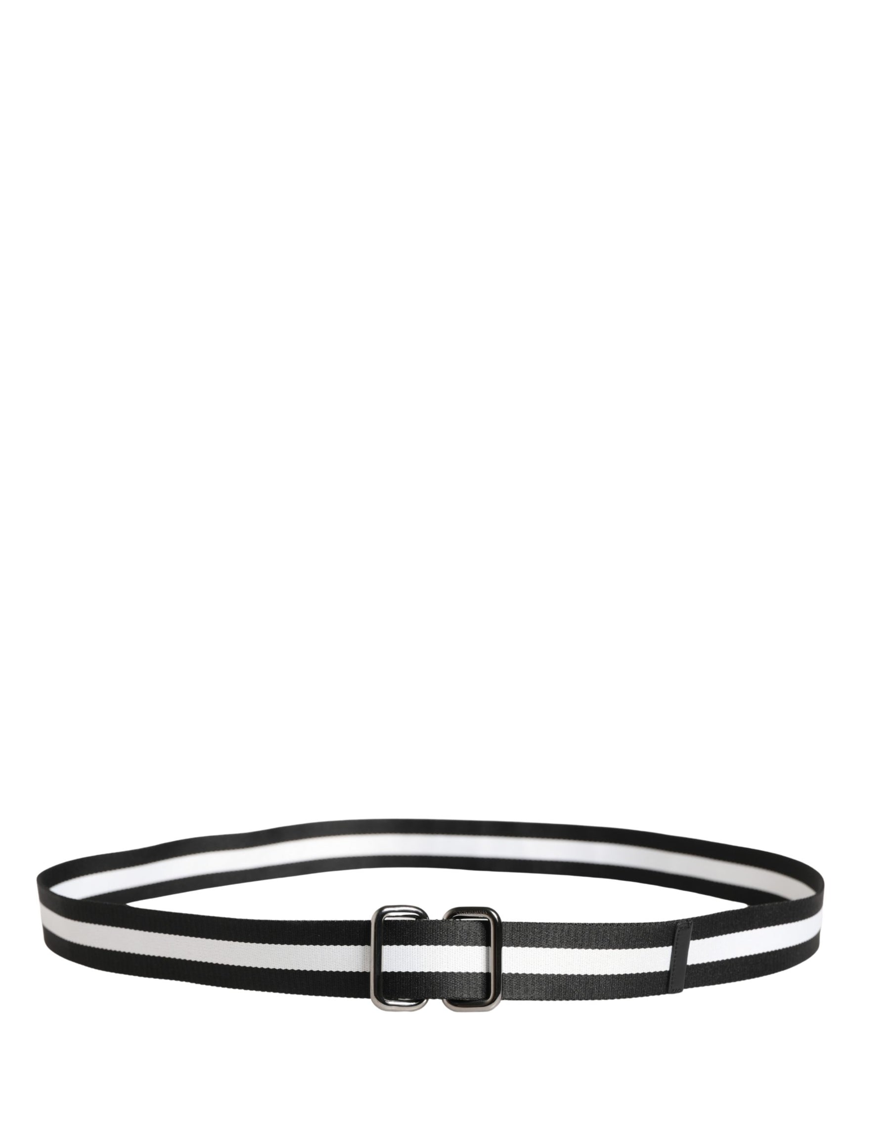 Dolce & Gabbana Men Black White Nylon Logo Metal Buckle Belt | Regal Royce