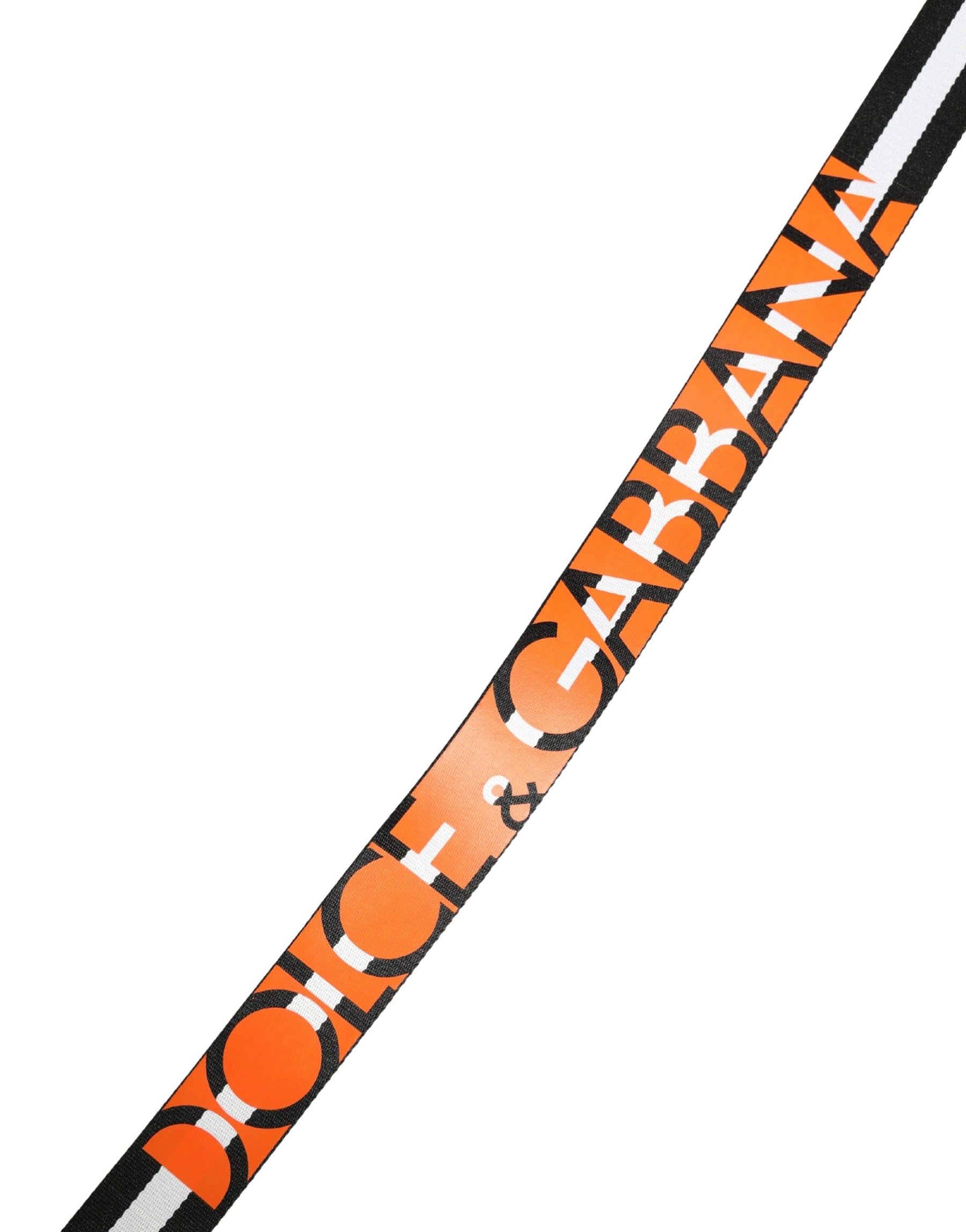 Dolce & Gabbana Men Black White Nylon Logo Metal Buckle Belt | Regal Royce