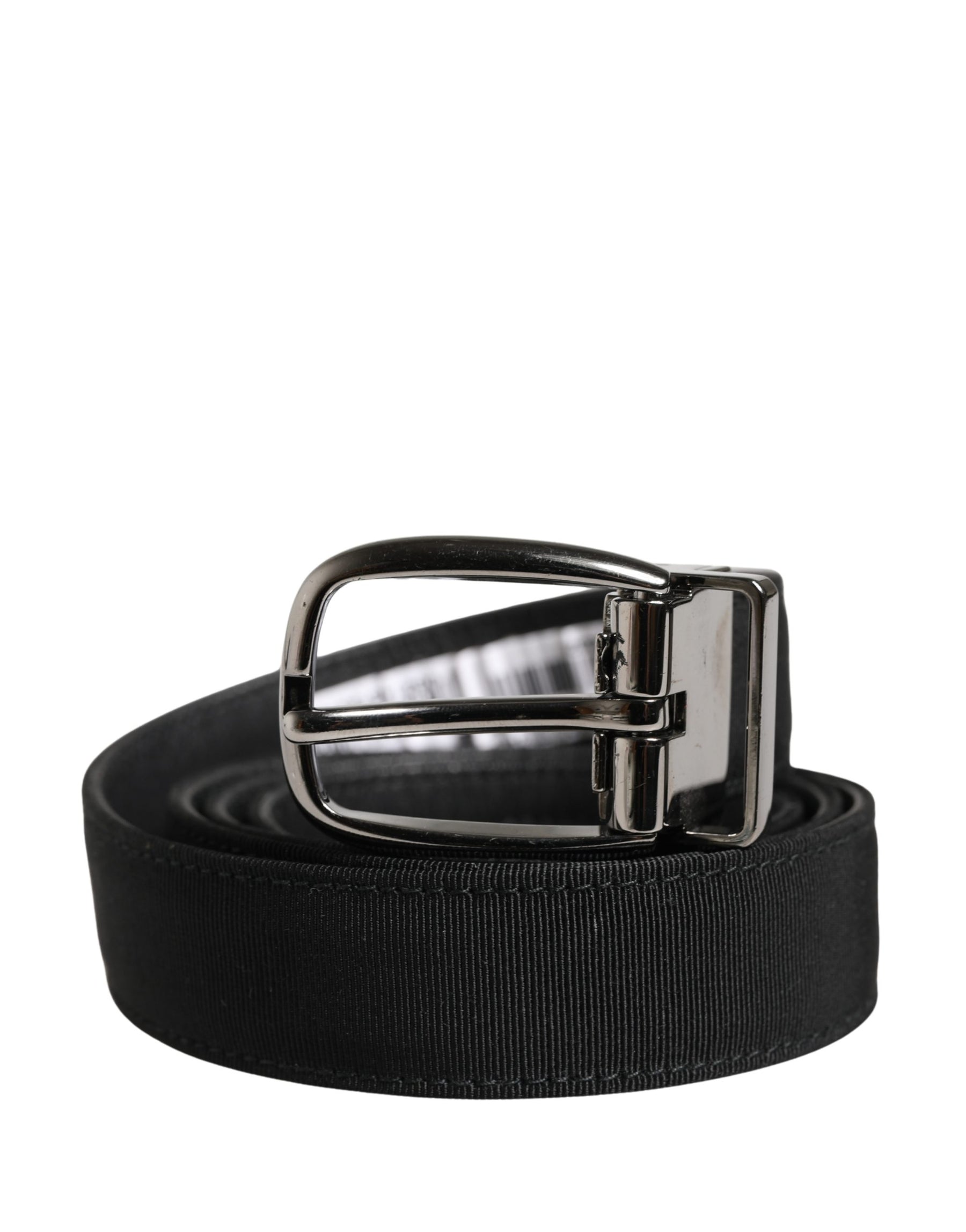 Dolce & Gabbana Men Black Viscose Silver Metal Buckle Belt | Regal Royce