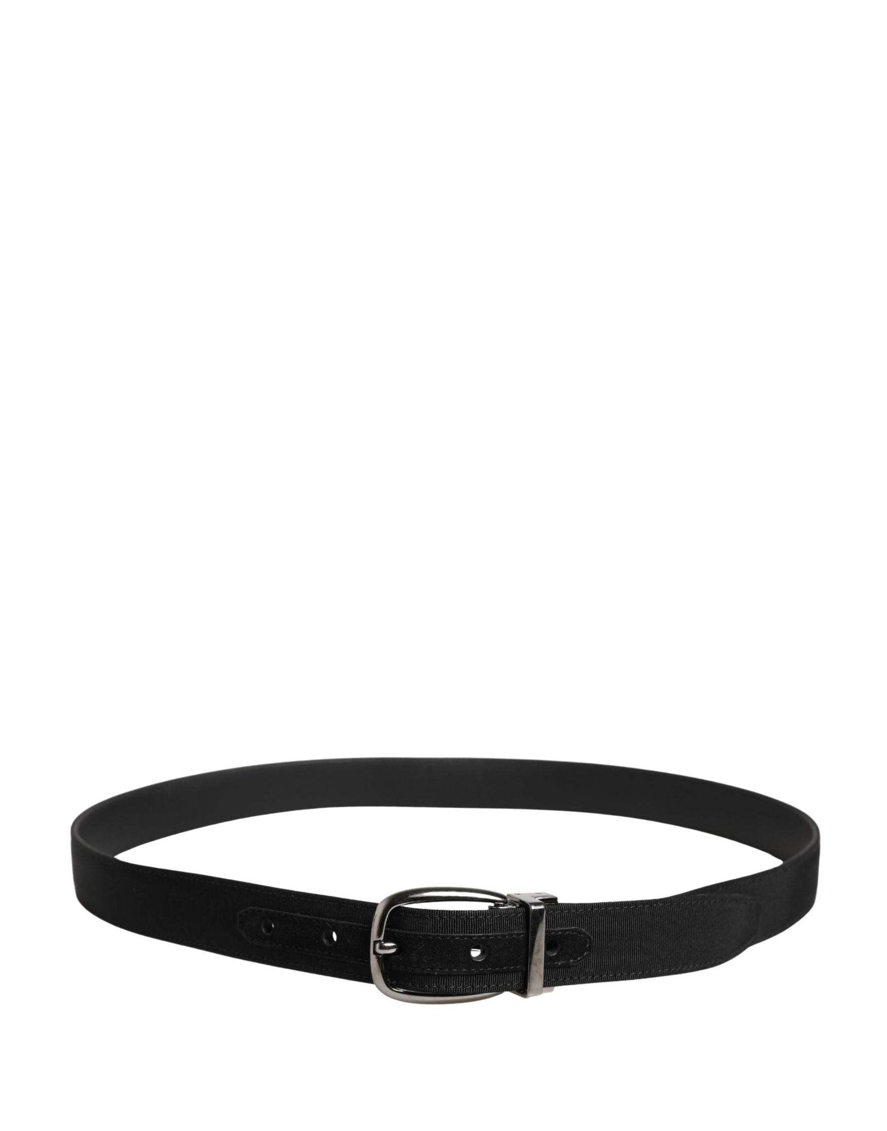 Dolce & Gabbana Men Black Viscose Silver Metal Buckle Belt | Regal Royce