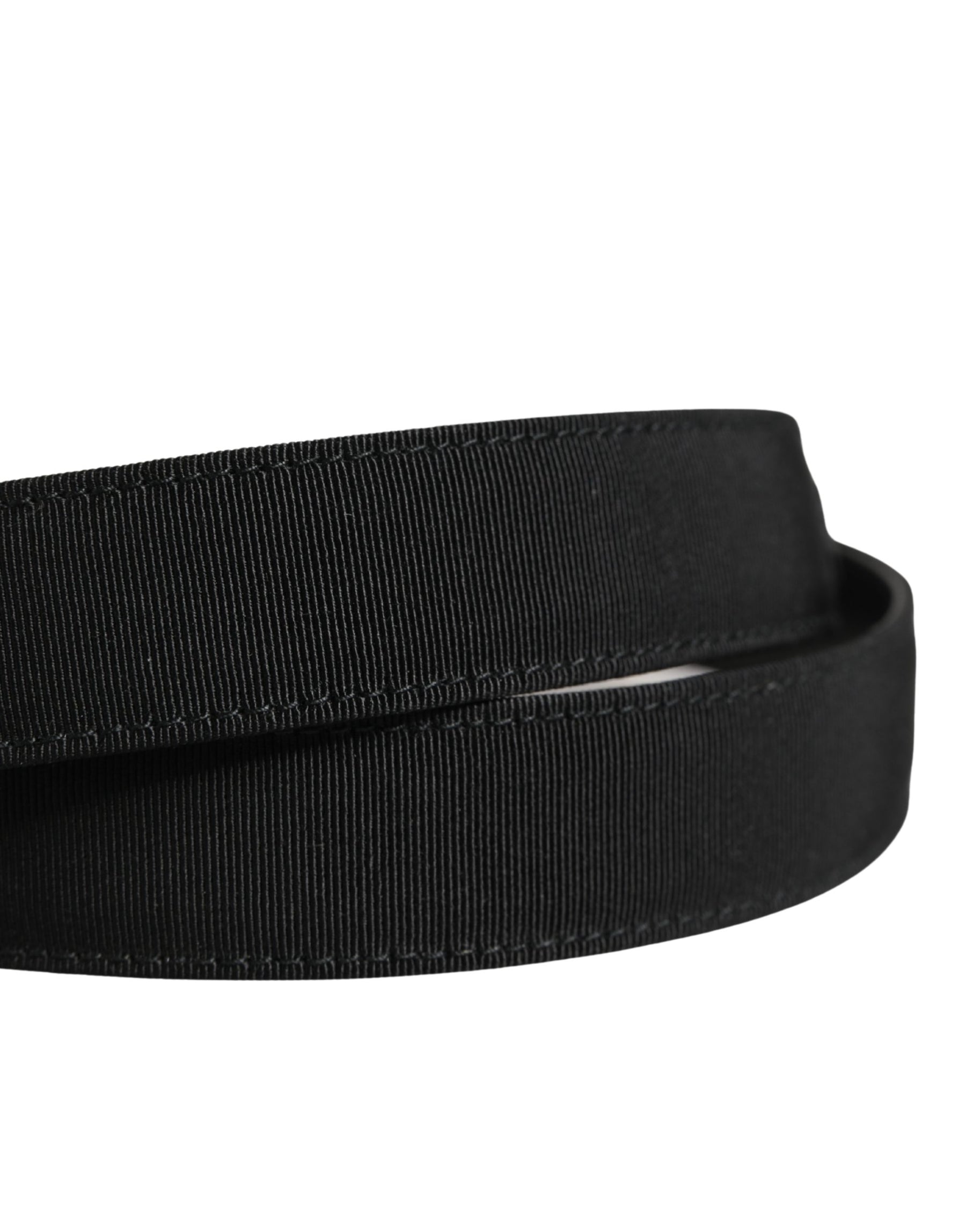 Dolce & Gabbana Men Black Viscose Silver Metal Buckle Belt | Regal Royce