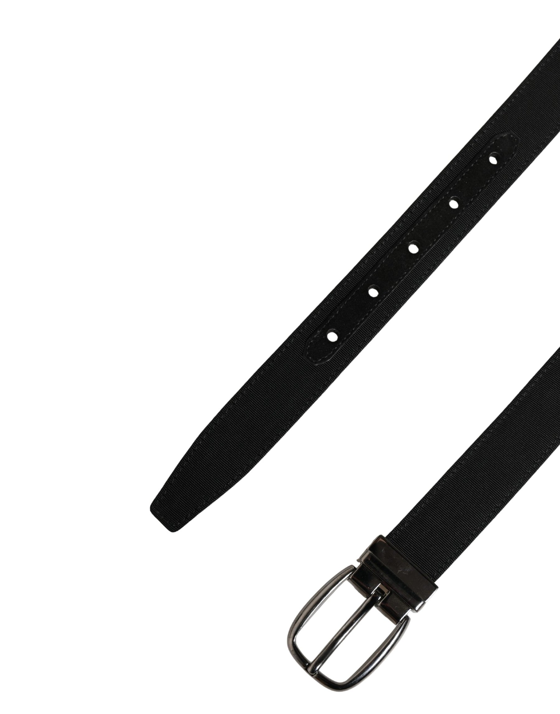 Dolce & Gabbana Men Black Viscose Silver Metal Buckle Belt | Regal Royce