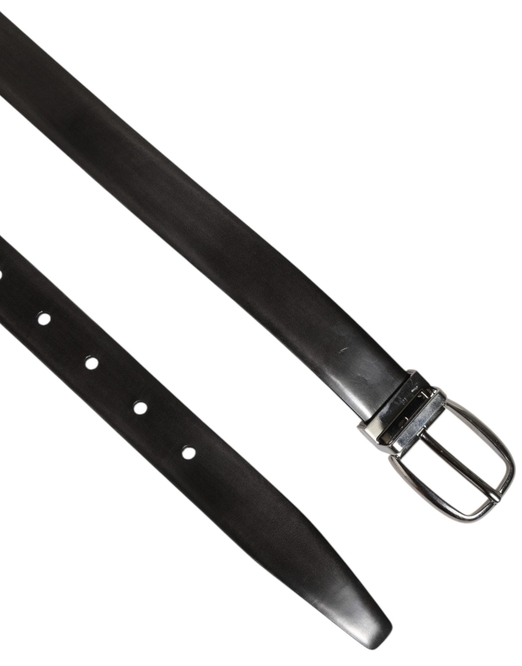 Dolce & Gabbana Men Black Leather Classic Metal Buckle Belt | Regal Royce