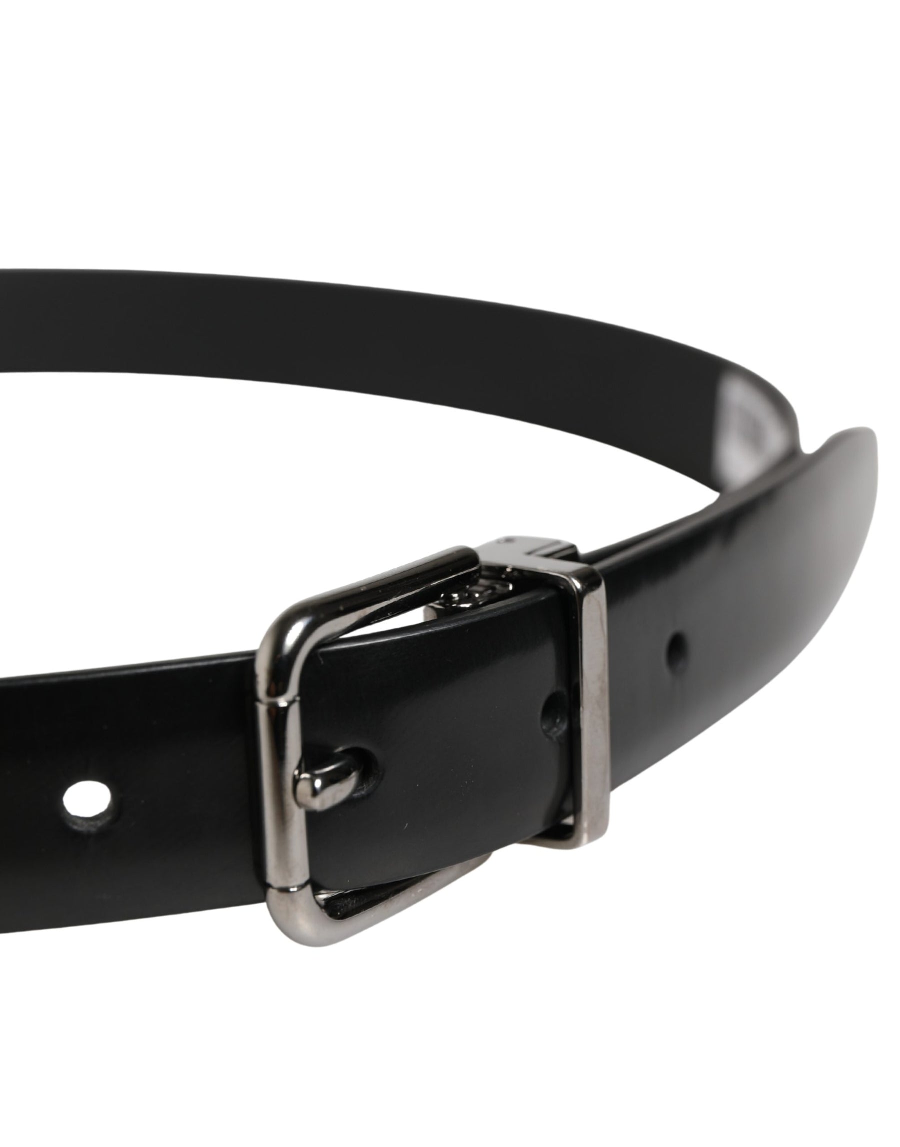 Dolce & Gabbana Men Black Leather Classic Metal Buckle Belt | Regal Royce