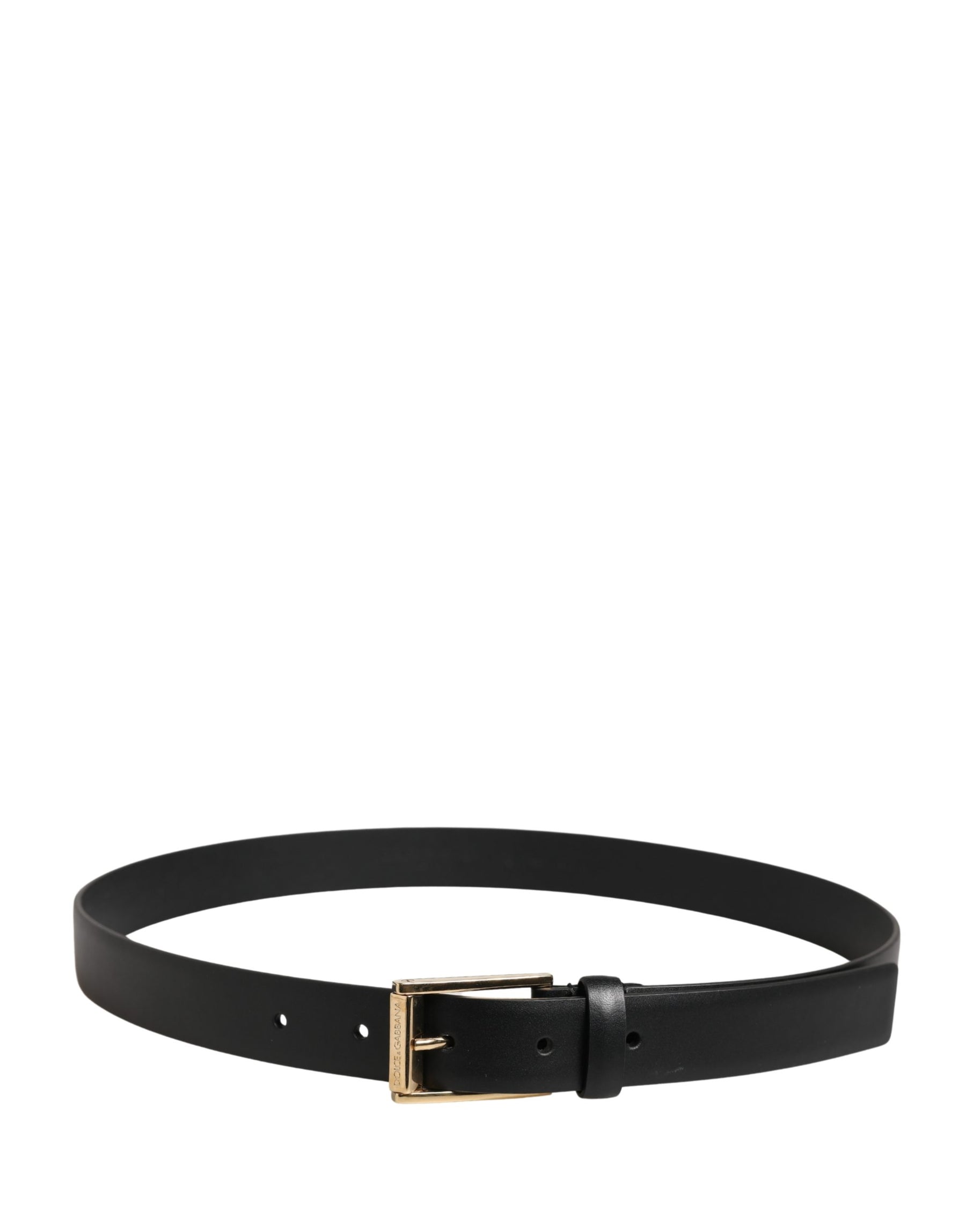 Dolce & Gabbana Men Black Classic Leather Metal Buckle Belt | Regal Royce