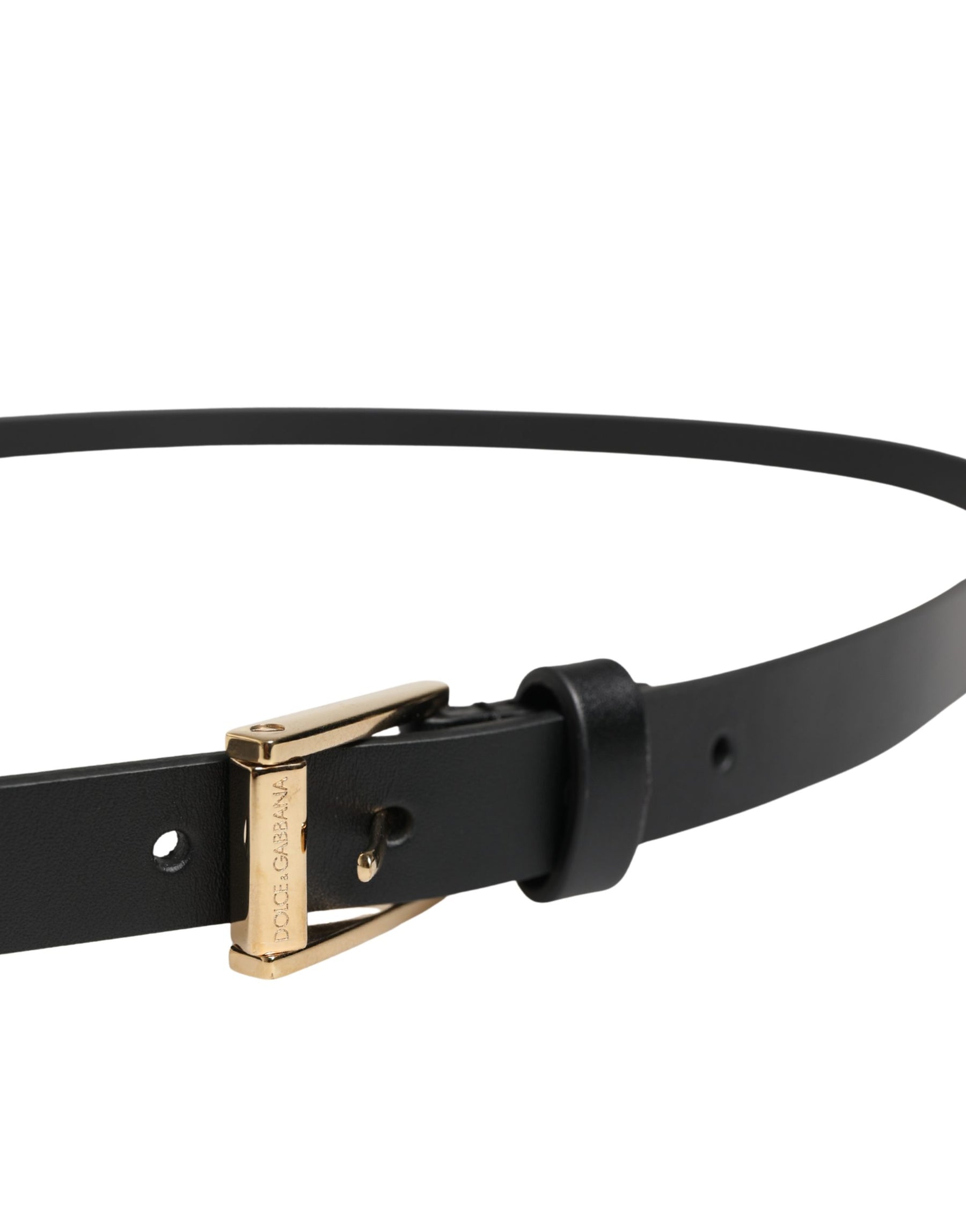 Dolce & Gabbana Belt Men Black Leather Classic Metal Buckle | Regal Royce