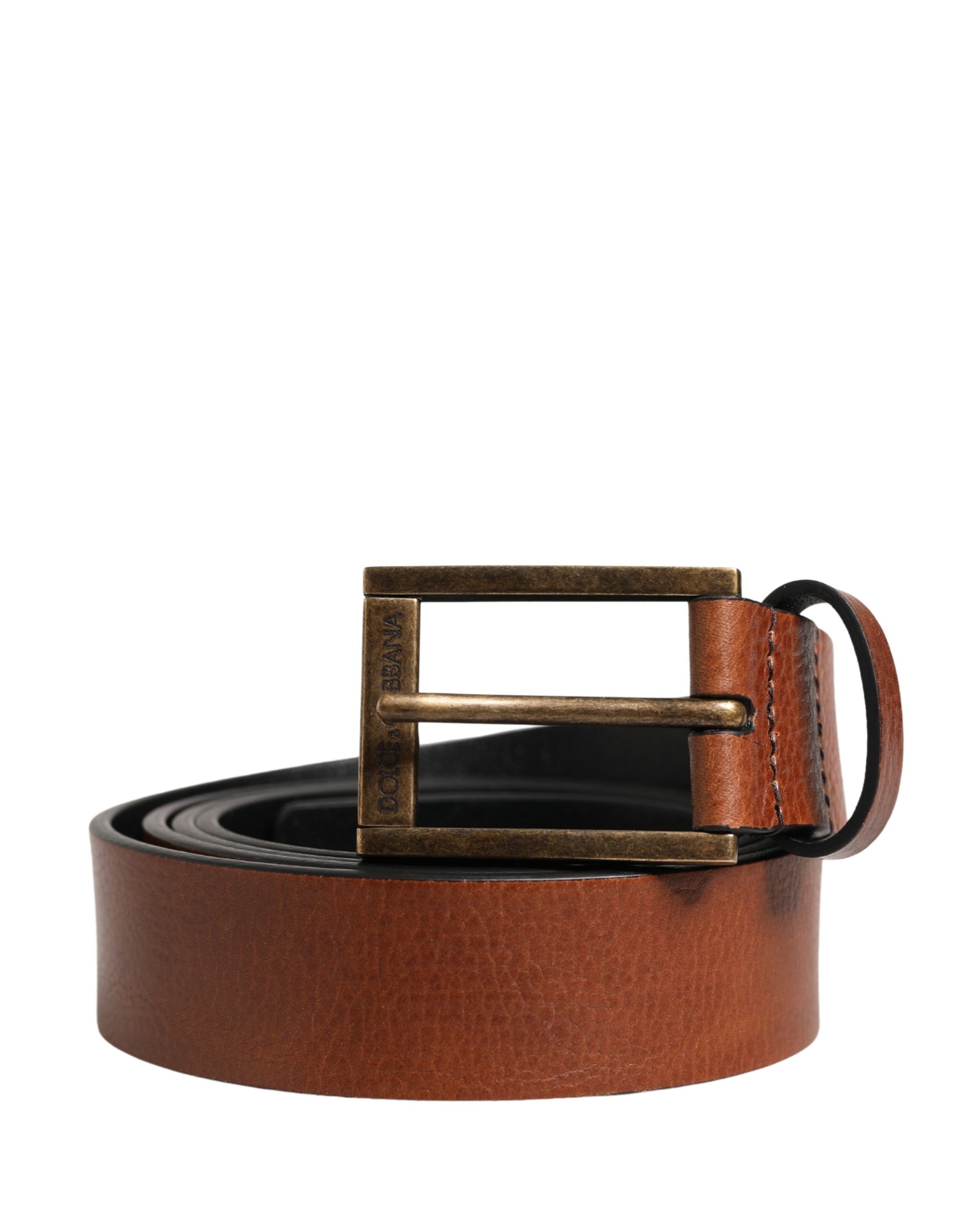 Dolce & Gabbana Men Brown Leather Classic Metal Buckle Belt | Regal Royce