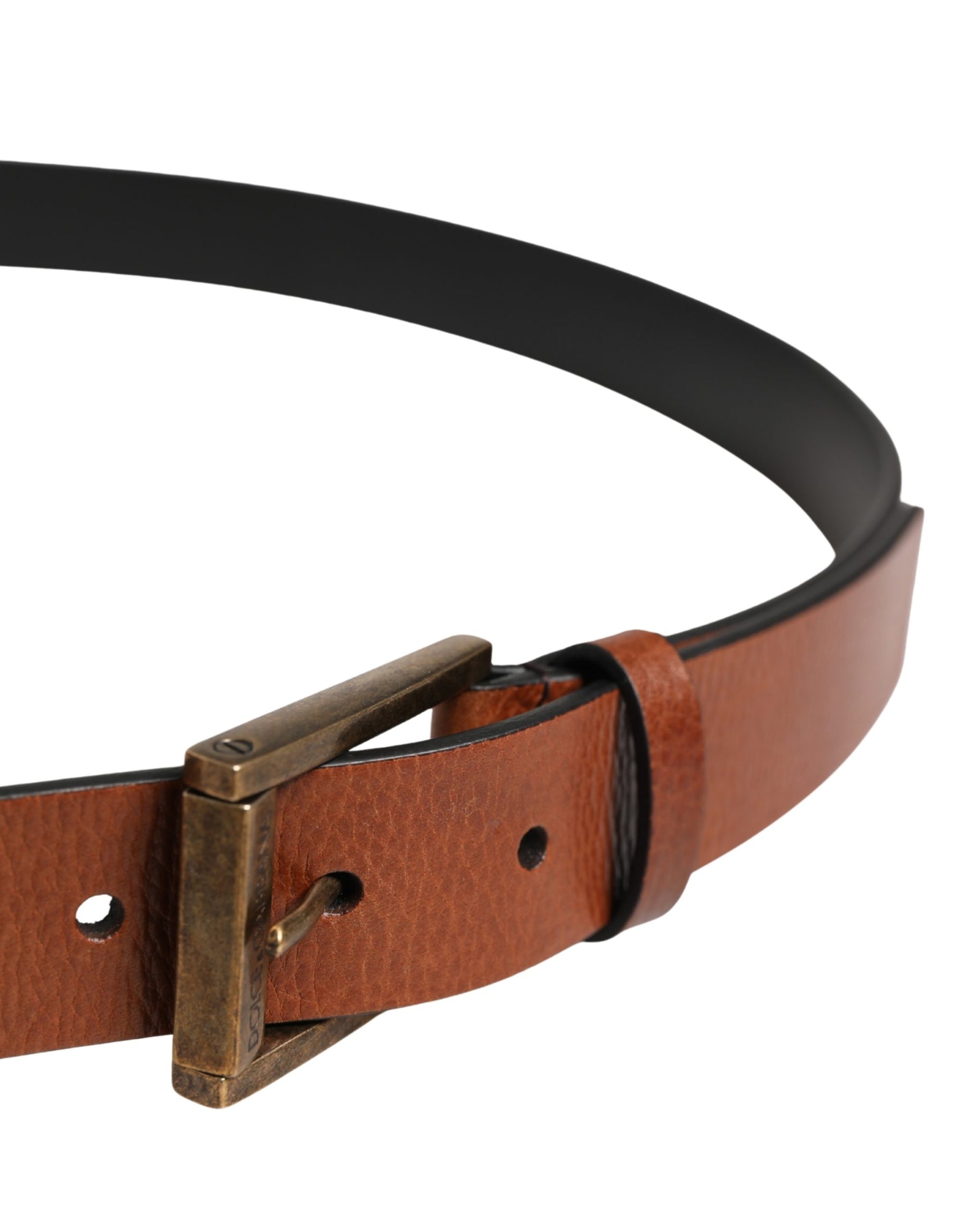 Dolce & Gabbana Men Brown Leather Classic Metal Buckle Belt | Regal Royce
