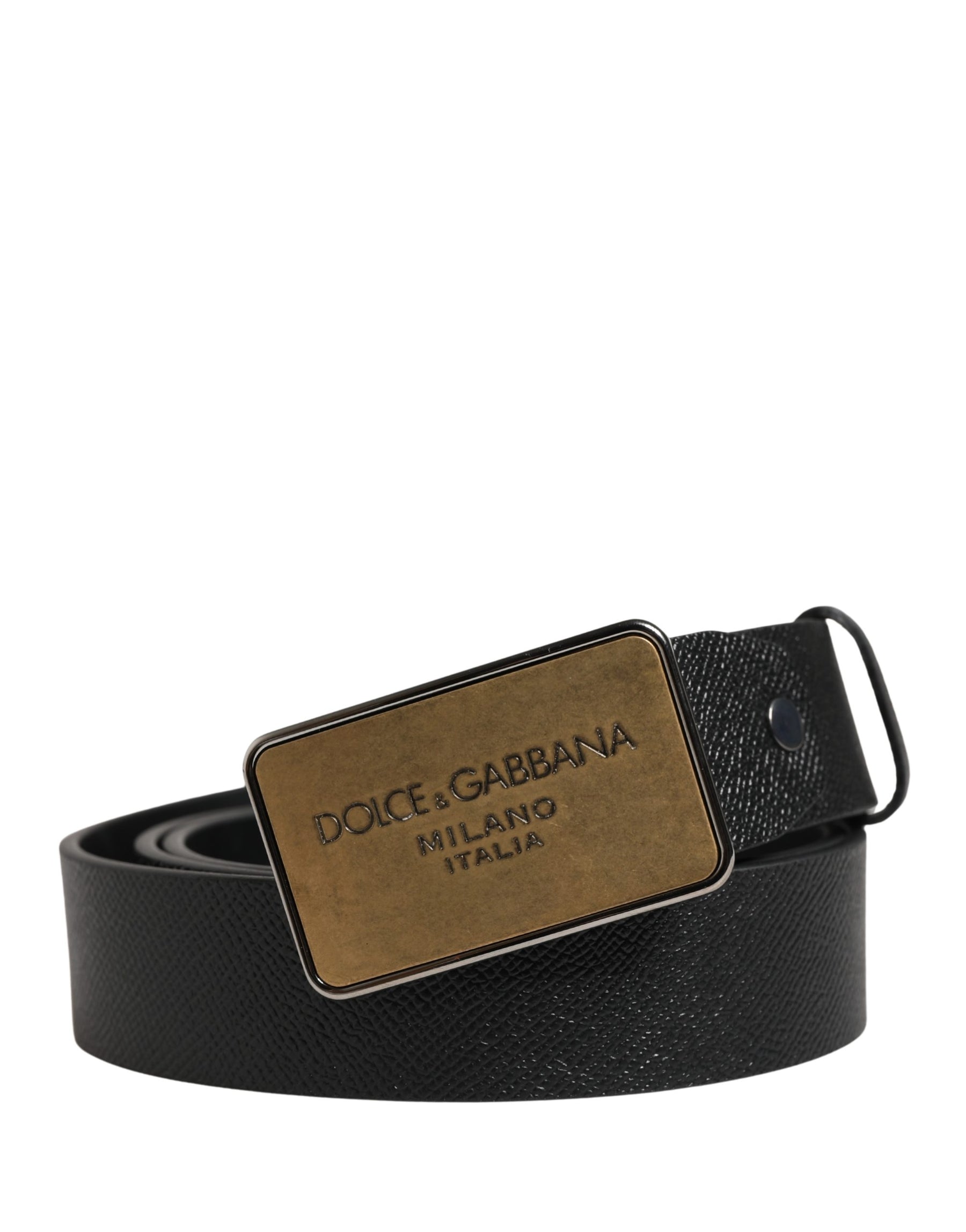 Dolce & Gabbana Black Classic Calf Leather Metal Buckle Belt | Regal Royce