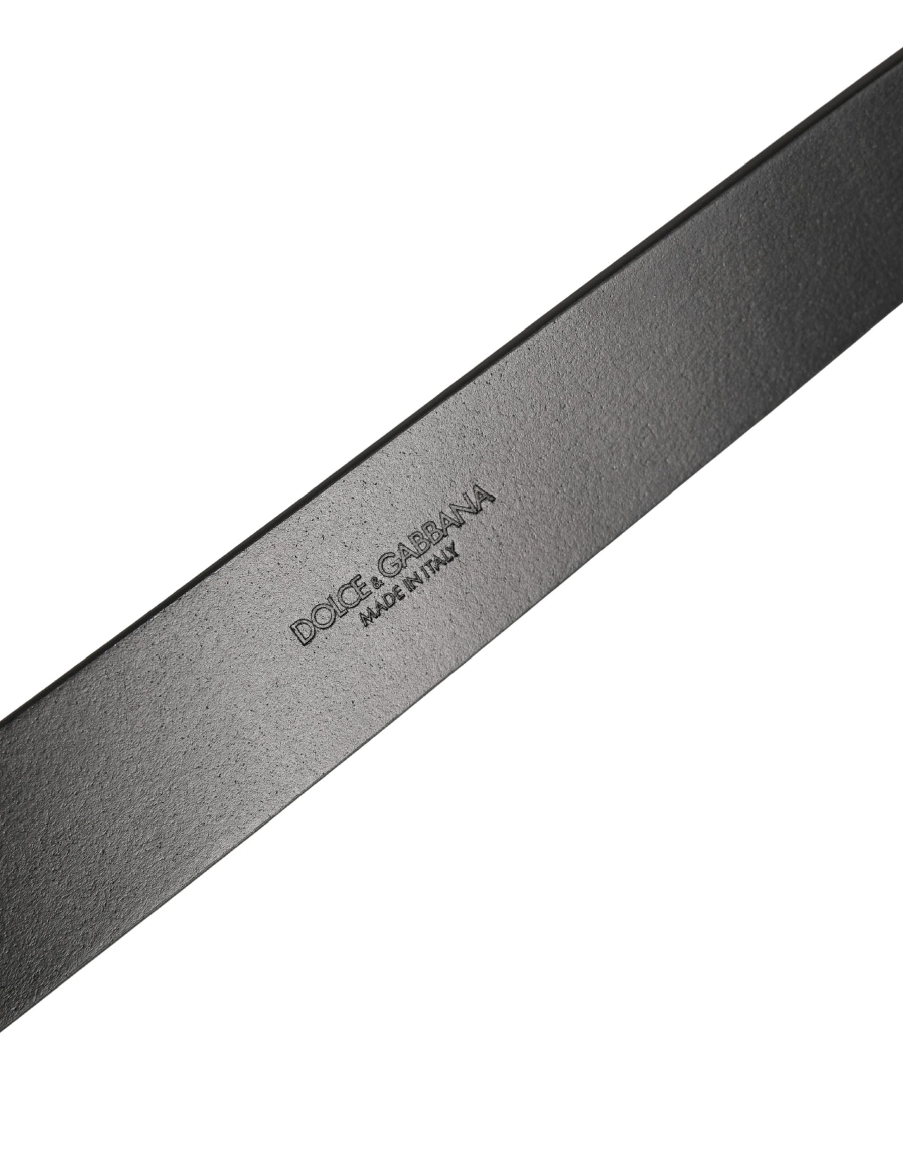 Dolce & Gabbana Black Classic Calf Leather Metal Buckle Belt | Regal Royce