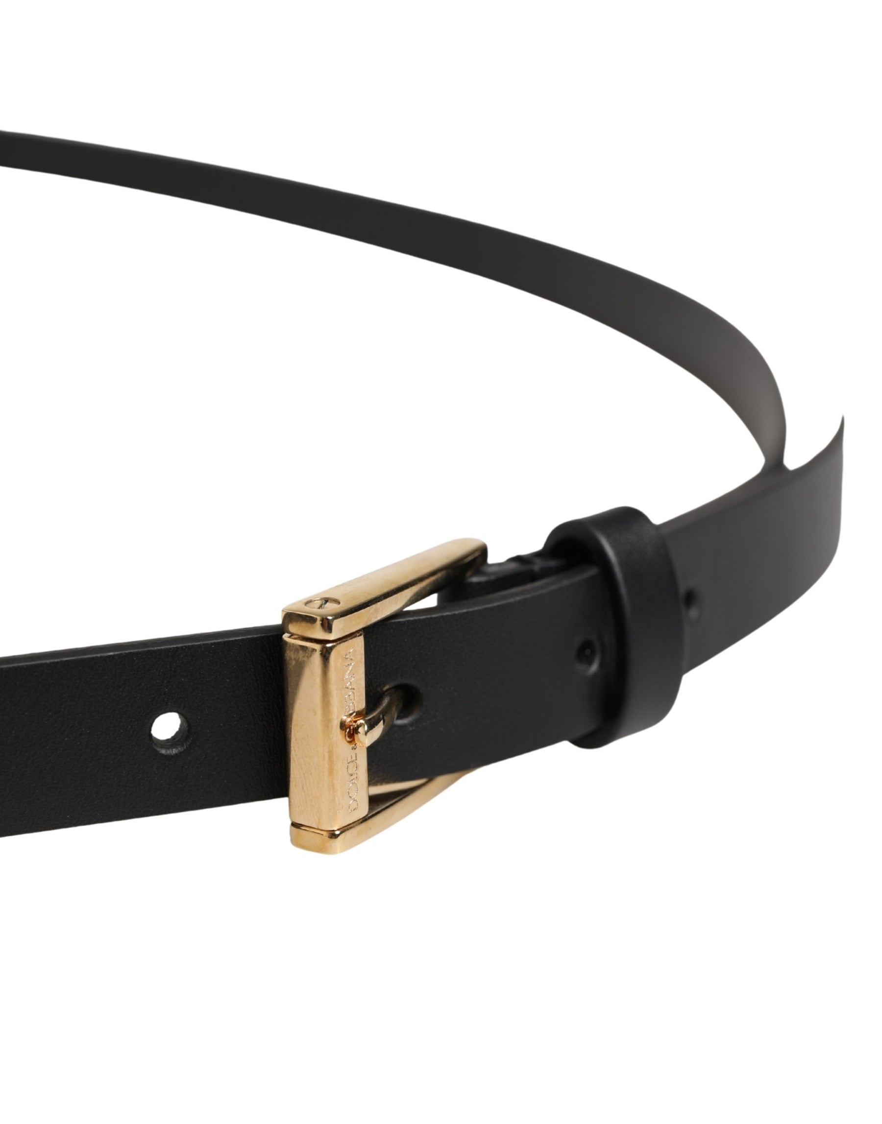 Dolce & Gabbana Men Black Leather Classic Metal Buckle Belt | Regal Royce