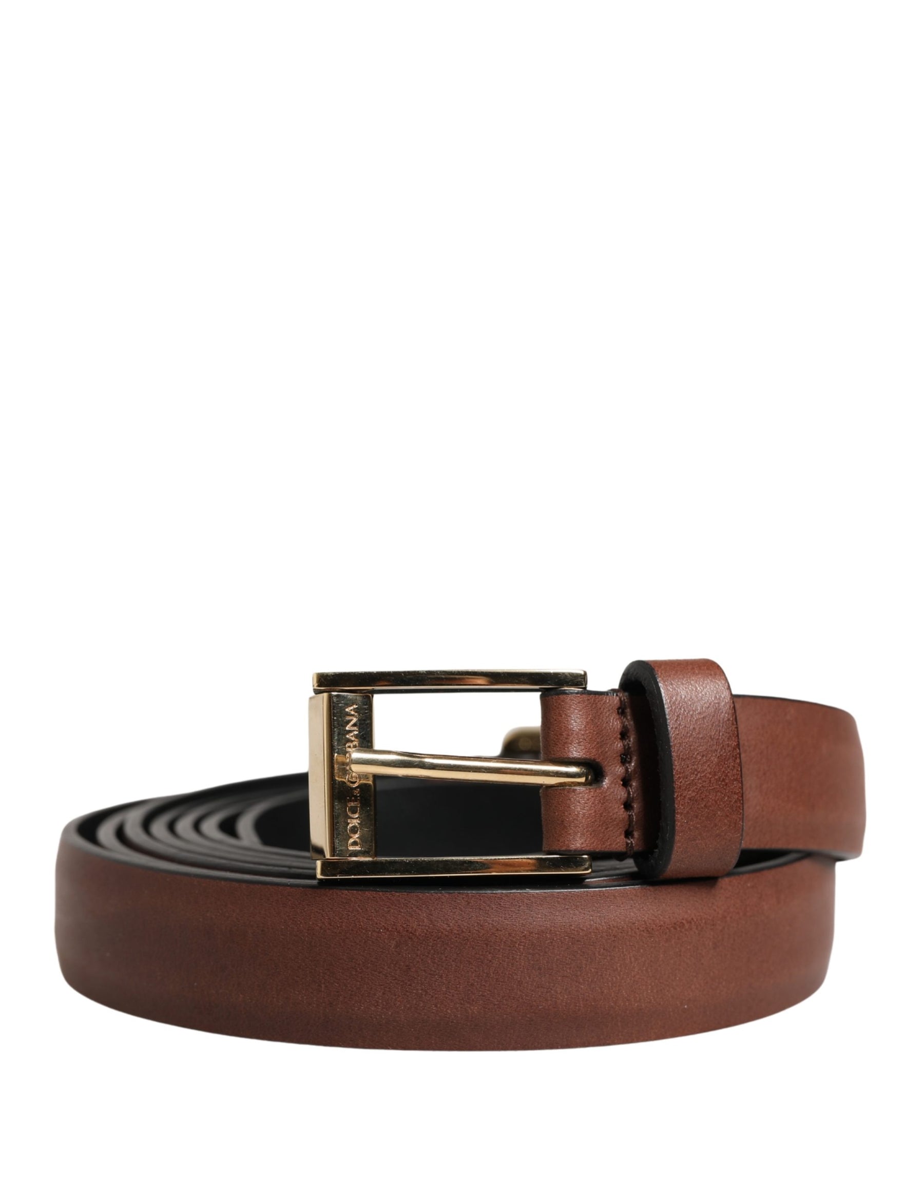 Dolce & Gabbana Men Brown Leather Classic Metal Buckle Belt | Regal Royce