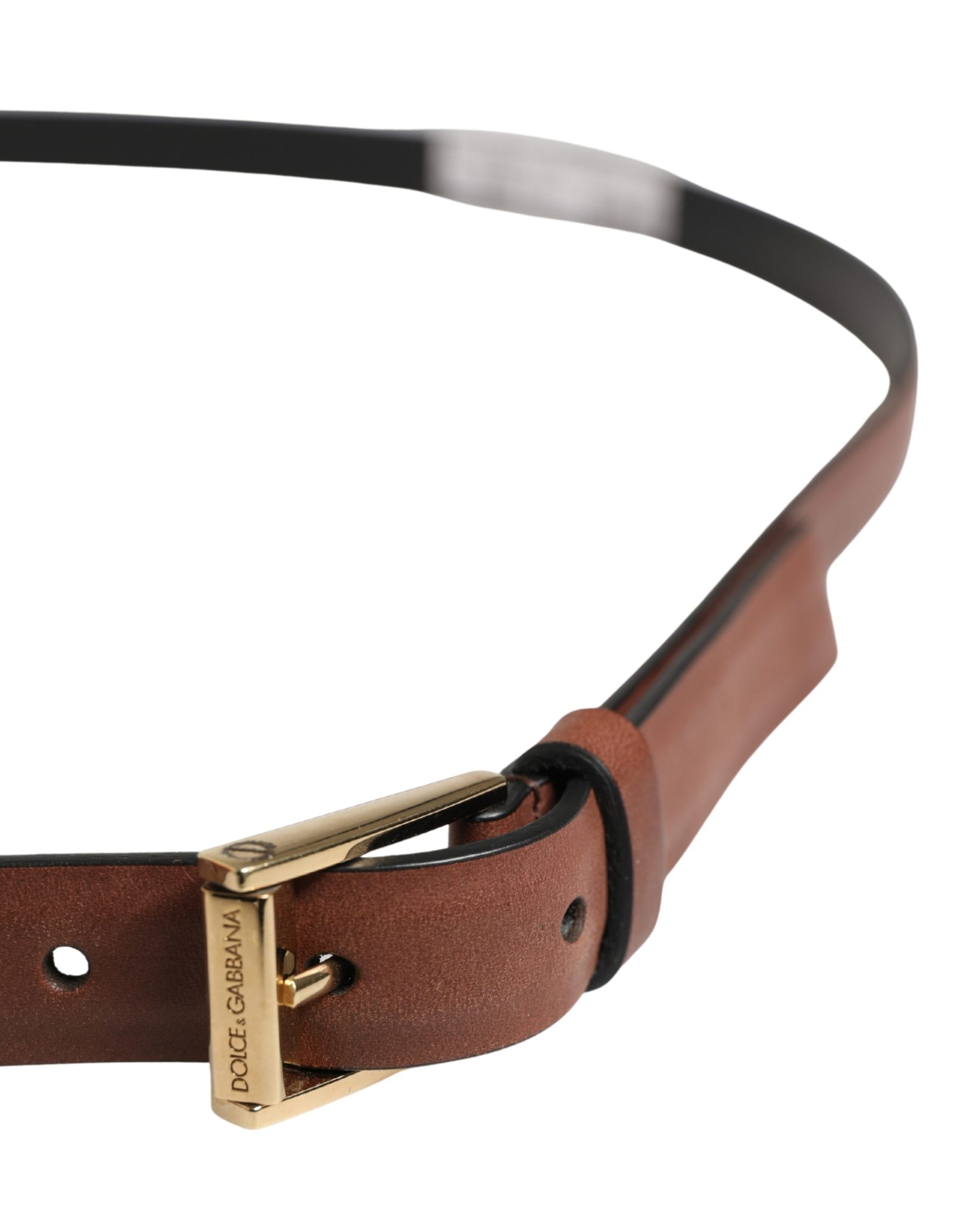 Dolce & Gabbana Men Brown Leather Classic Metal Buckle Belt | Regal Royce