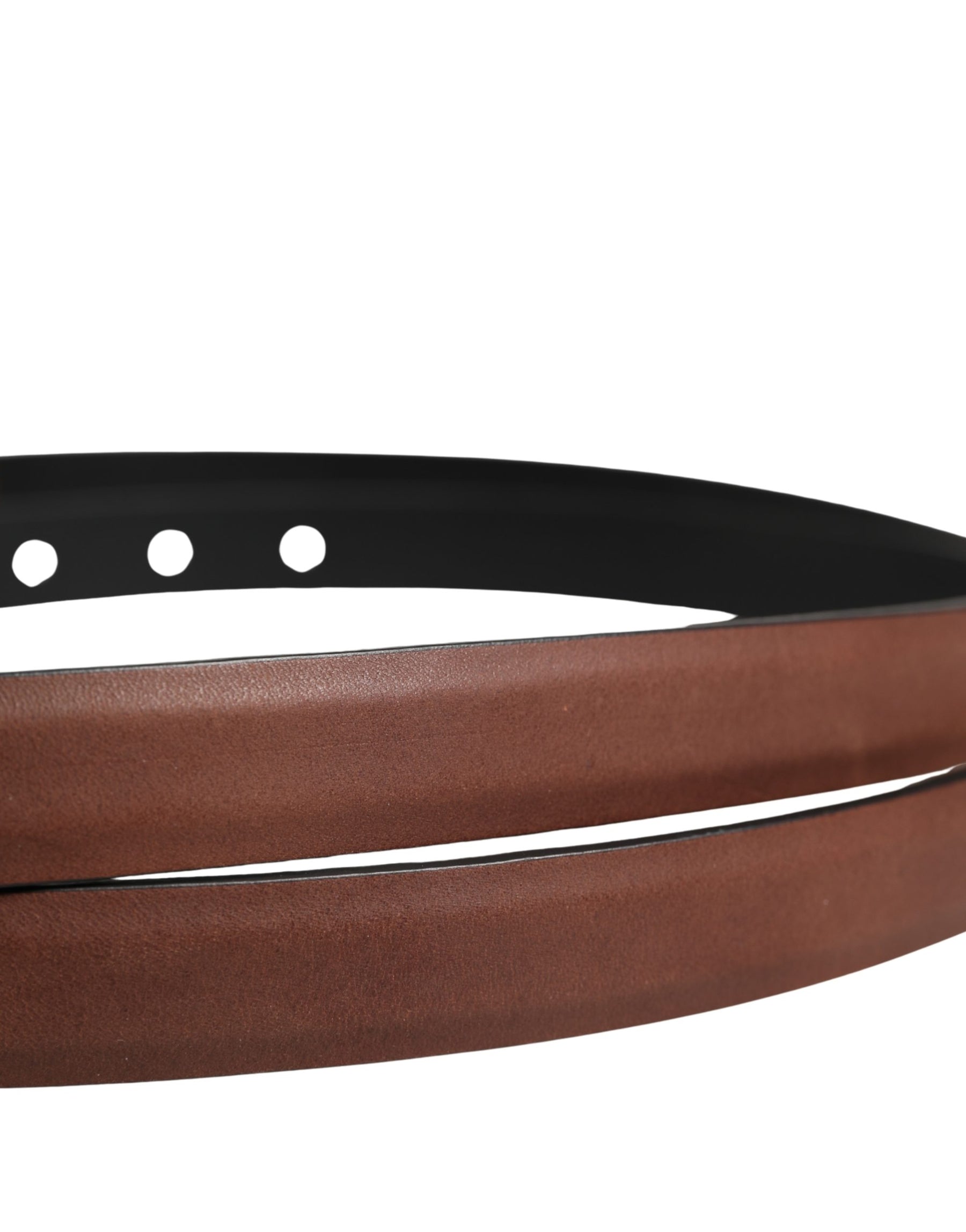 Dolce & Gabbana Men Brown Leather Classic Metal Buckle Belt | Regal Royce