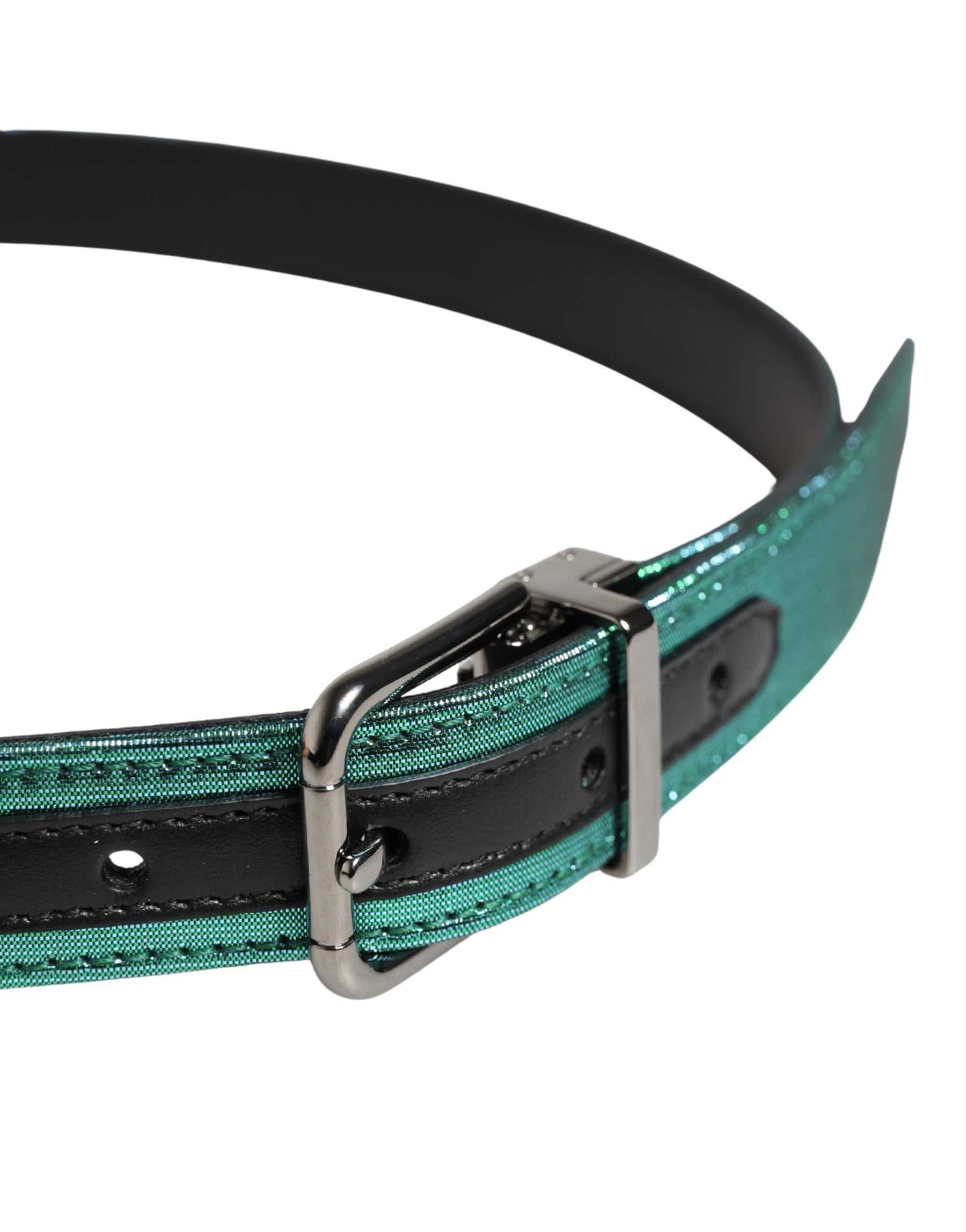 Dolce & Gabbana Men Green Lurex Polyester Metal Buckle Belt | Regal Royce