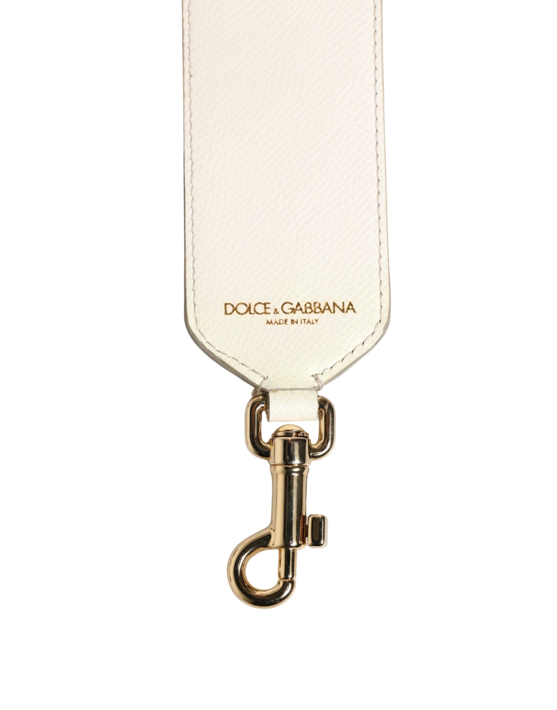 Dolce & Gabbana White Blue Floral Leather Stud Accessory Shoulder Strap | Regal Royce