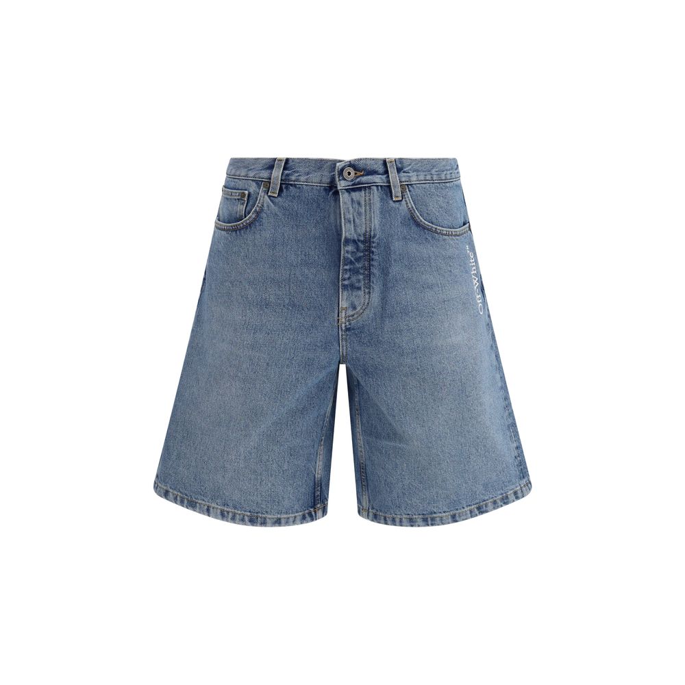 Off-White Blue Cotton Bermuda Shorts | Regal Royce