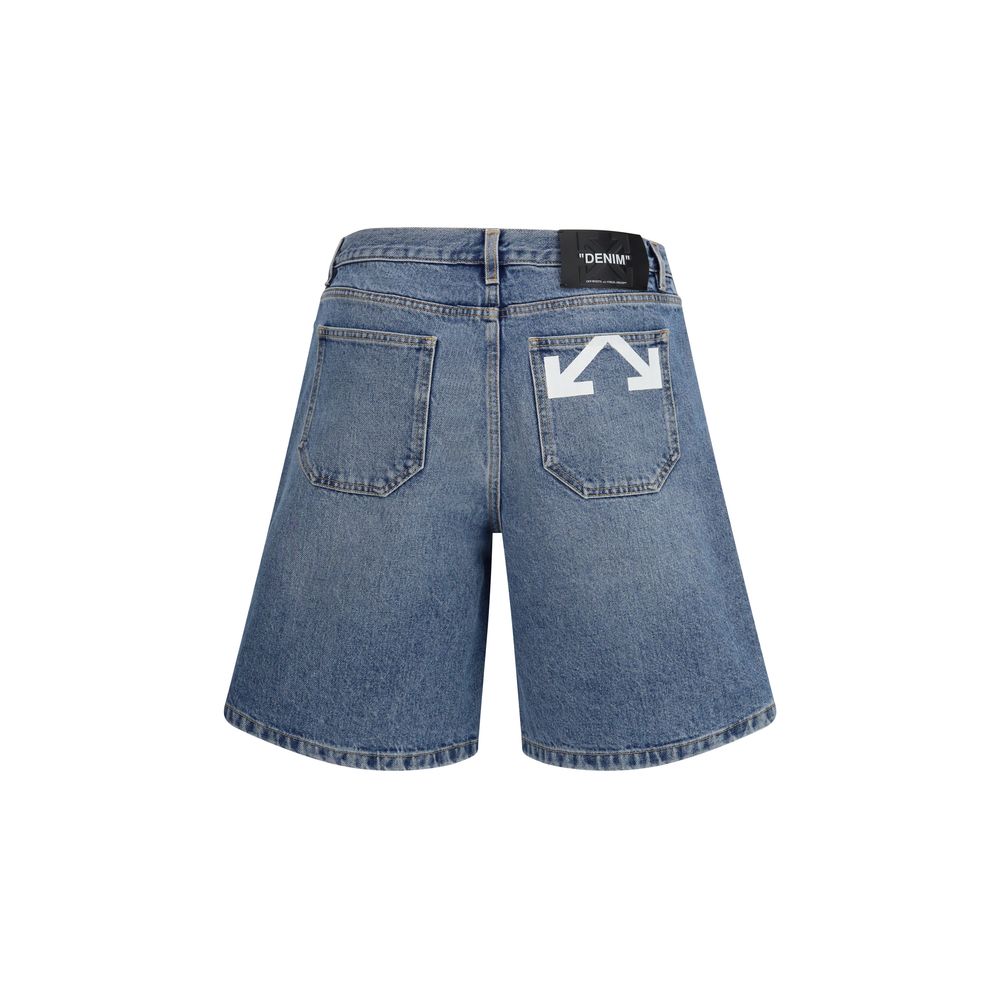 Off-White Blue Cotton Bermuda Shorts | Regal Royce
