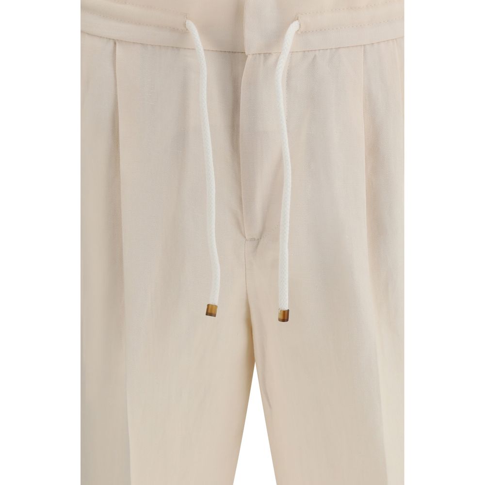 Brunello Cucinelli Beige Linen Casual Pants | Regal Royce