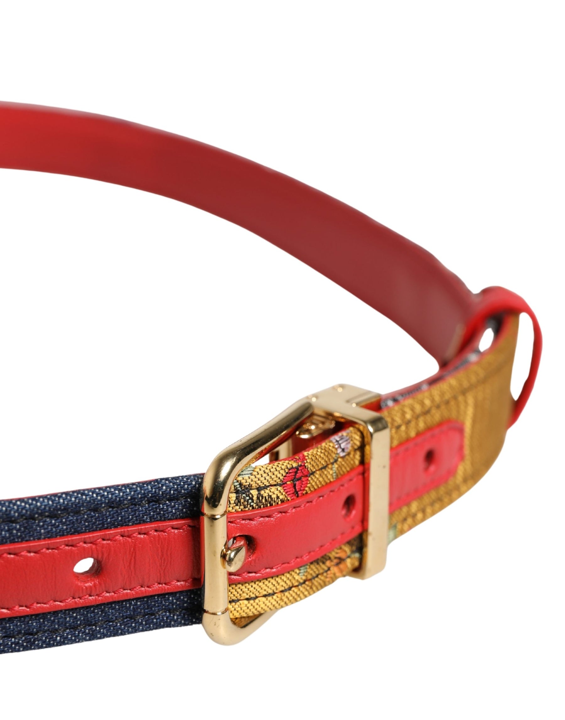Dolce & Gabbana Multicolor Floral Jacquard Metal Buckle Belt | Regal Royce