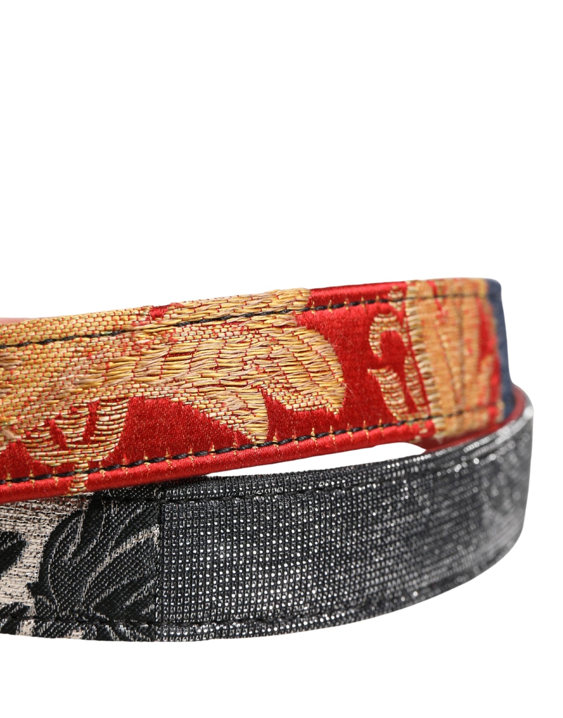 Dolce & Gabbana Multicolor Floral Jacquard Metal Buckle Belt | Regal Royce