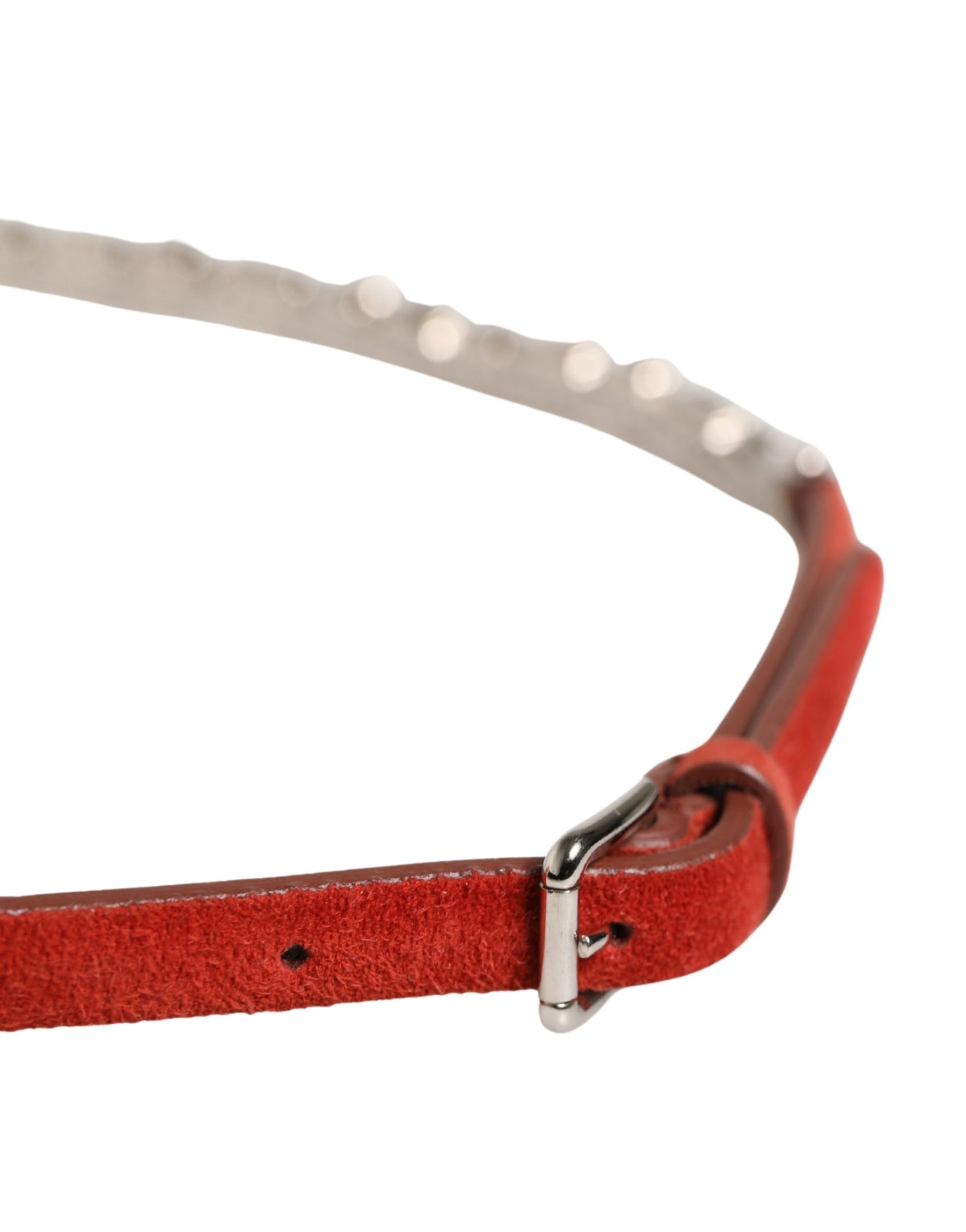 Dolce & Gabbana Red Velvet Crystals Chain Embellished Belt | Regal Royce