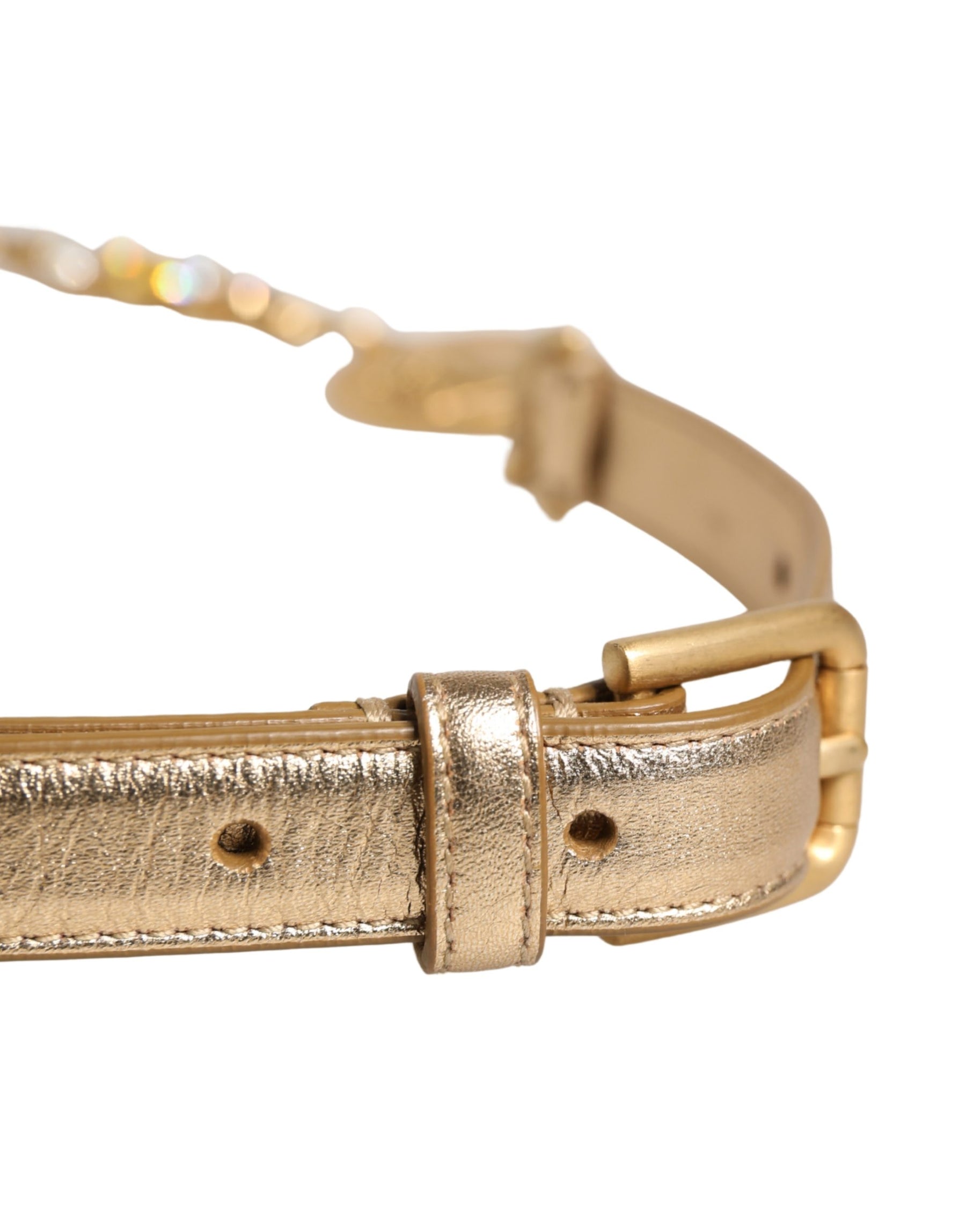 Dolce & Gabbana Gold Brass Chain Coin Embellished Metal Buckle Belt | Regal Royce