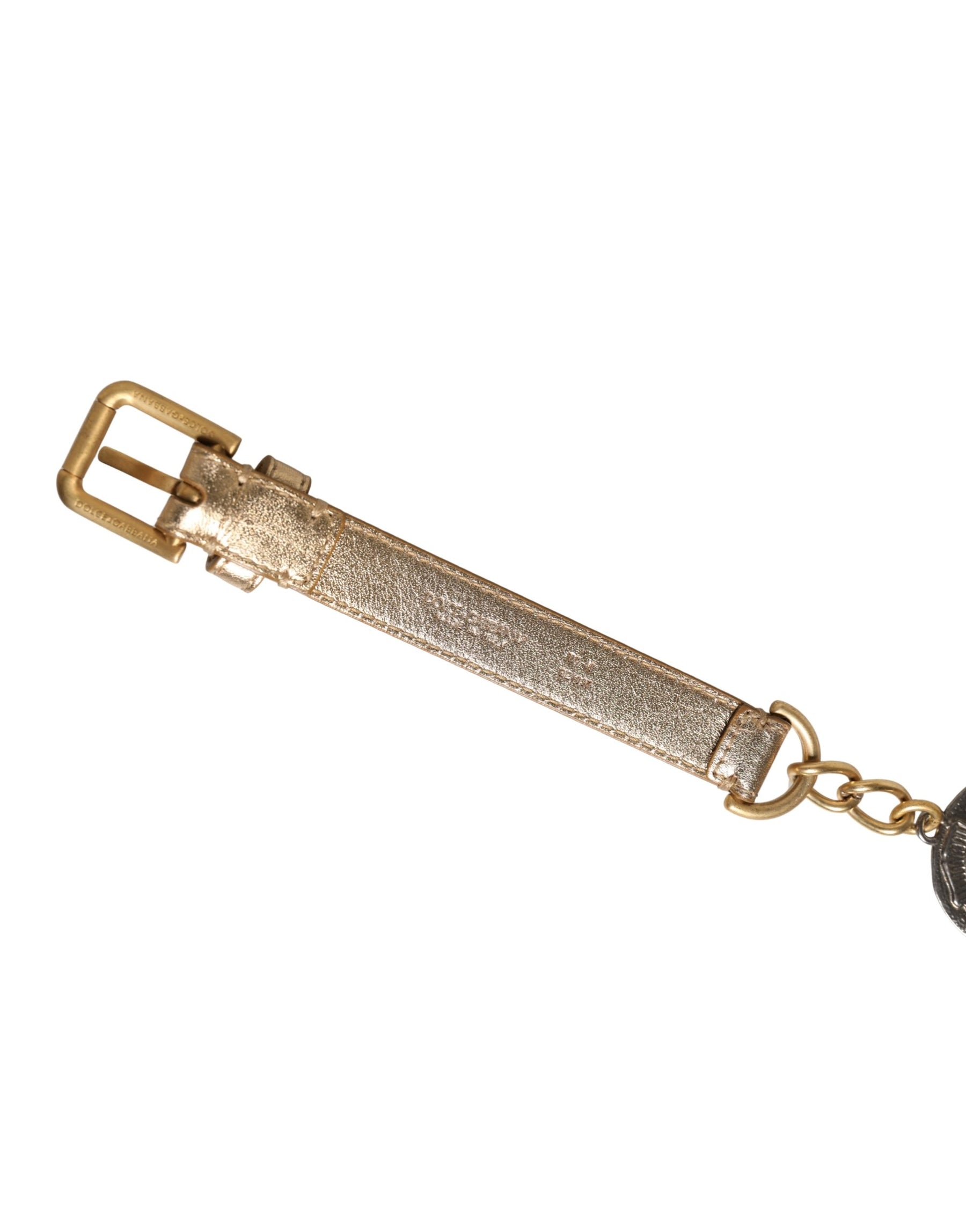 Dolce & Gabbana Gold Brass Chain Coin Embellished Metal Buckle Belt | Regal Royce