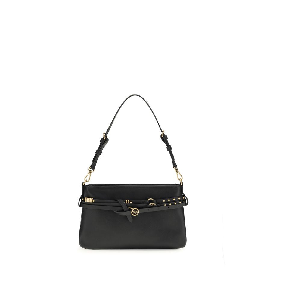 PINKO Black Calf Leather Bos Taurus Shoulder Bag | Regal Royce