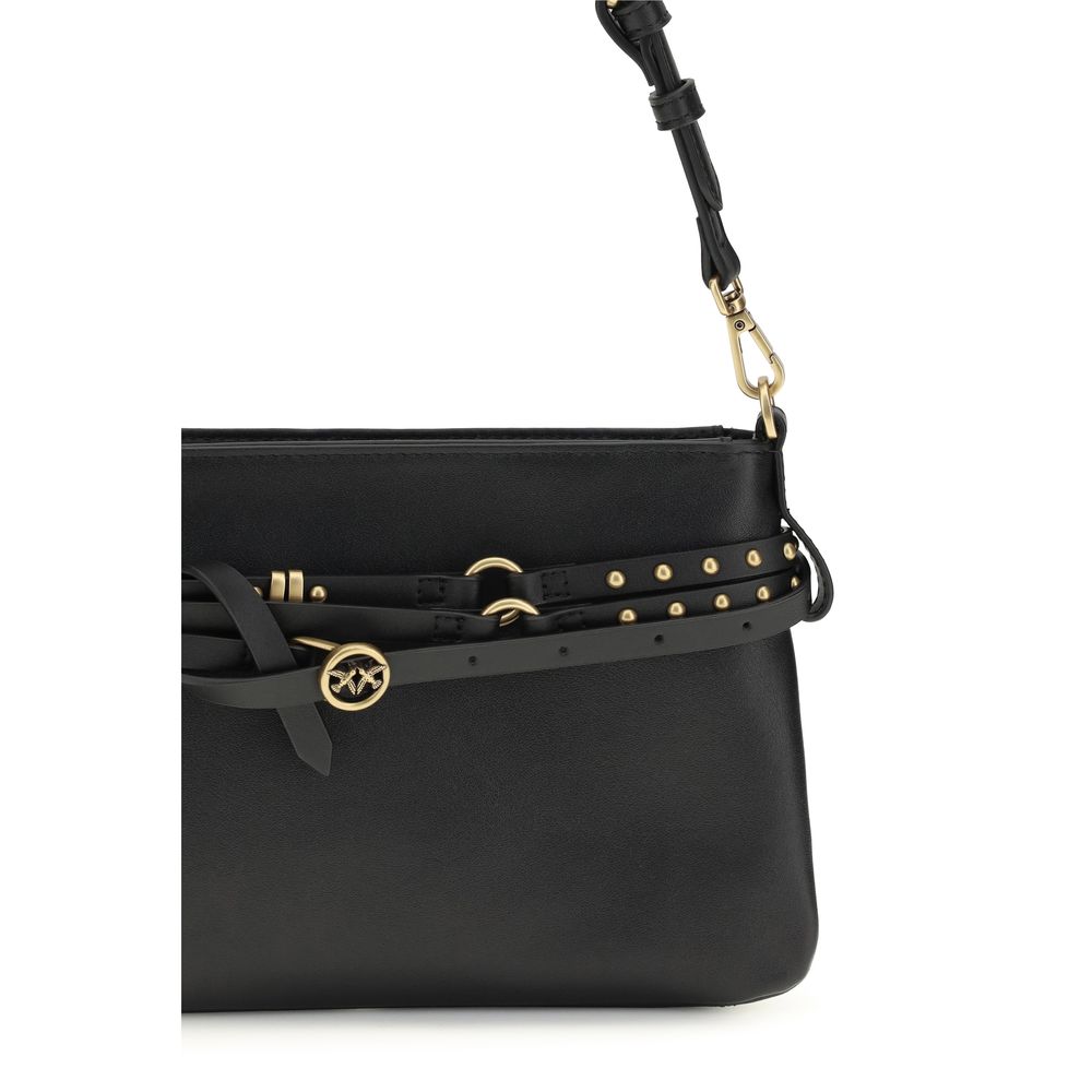 PINKO Black Calf Leather Bos Taurus Shoulder Bag | Regal Royce