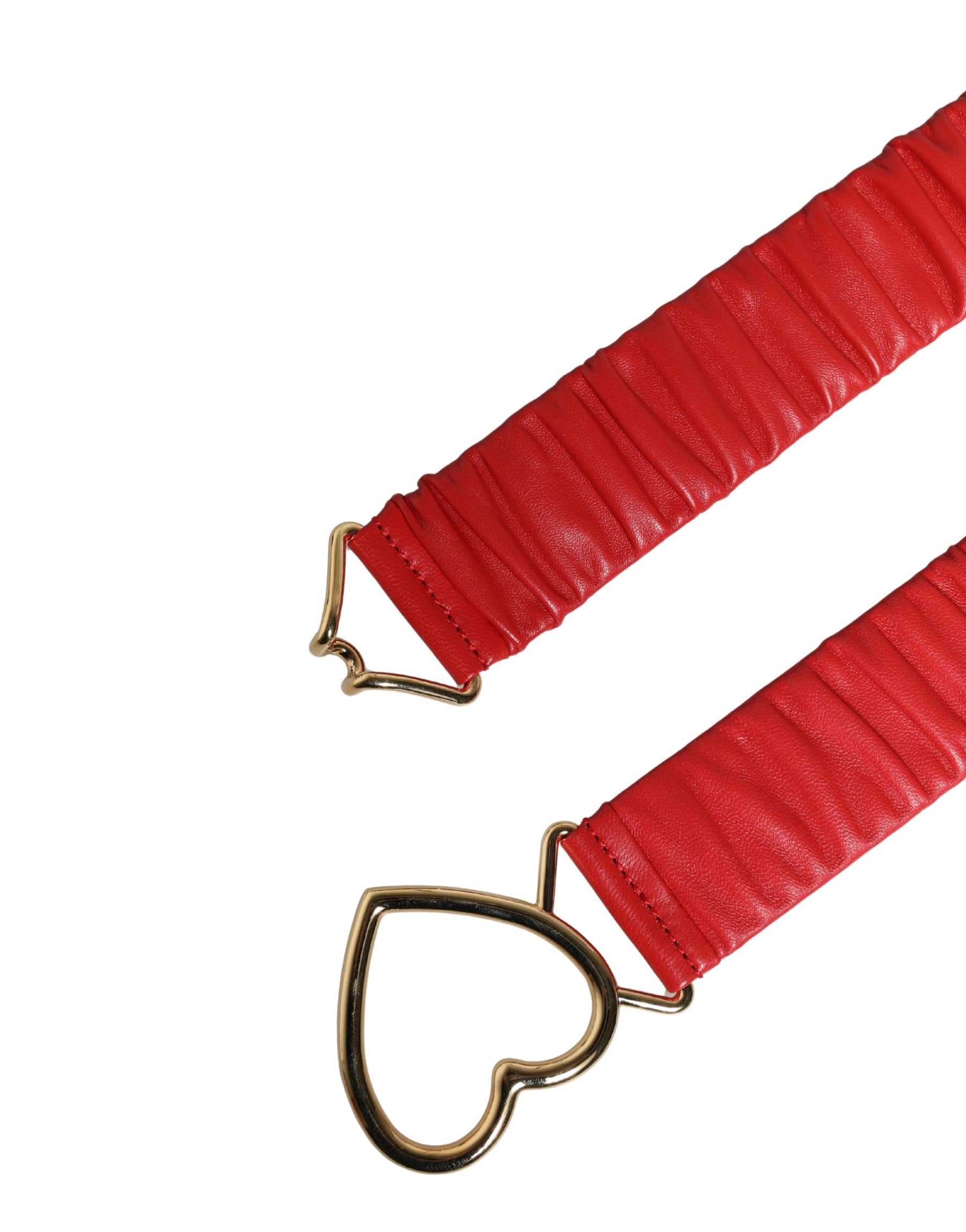 Dolce & Gabbana Red Leather Gold Heart Metal Buckle Belt | Regal Royce