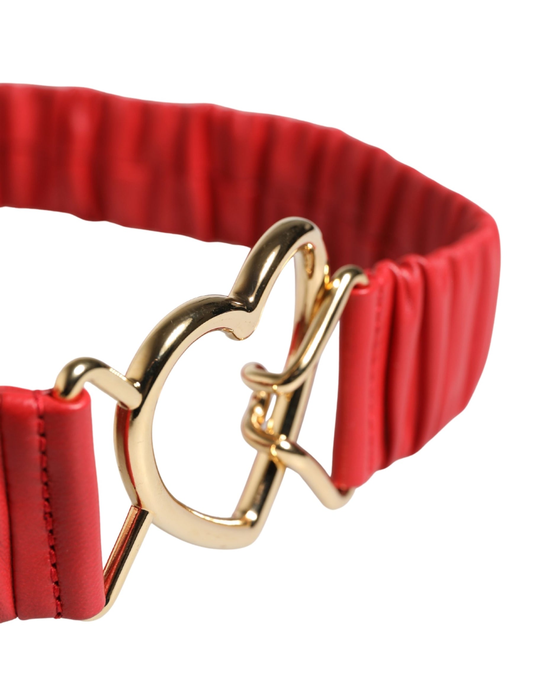 Dolce & Gabbana Red Leather Gold Heart Metal Buckle Belt | Regal Royce
