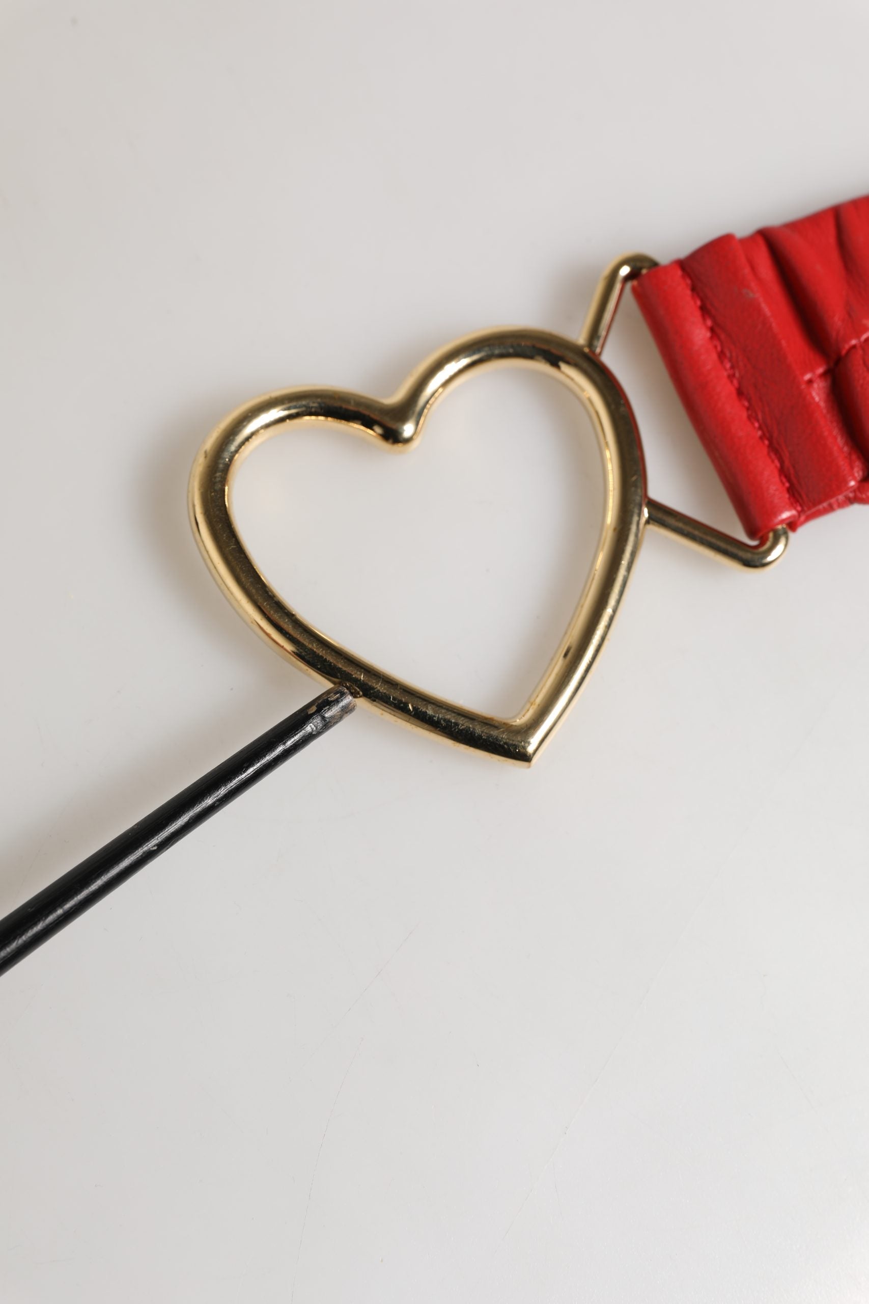 Dolce & Gabbana Red Leather Gold Heart Metal Buckle Belt | Regal Royce