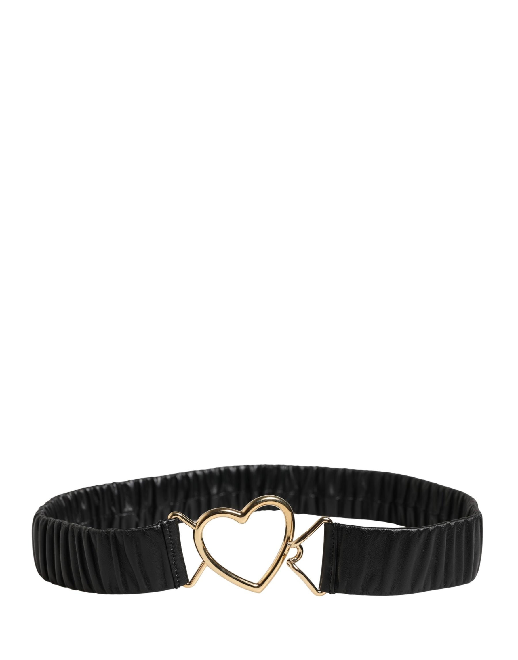 Dolce & Gabbana Black Leather Gold Heart Metal Buckle Belt | Regal Royce