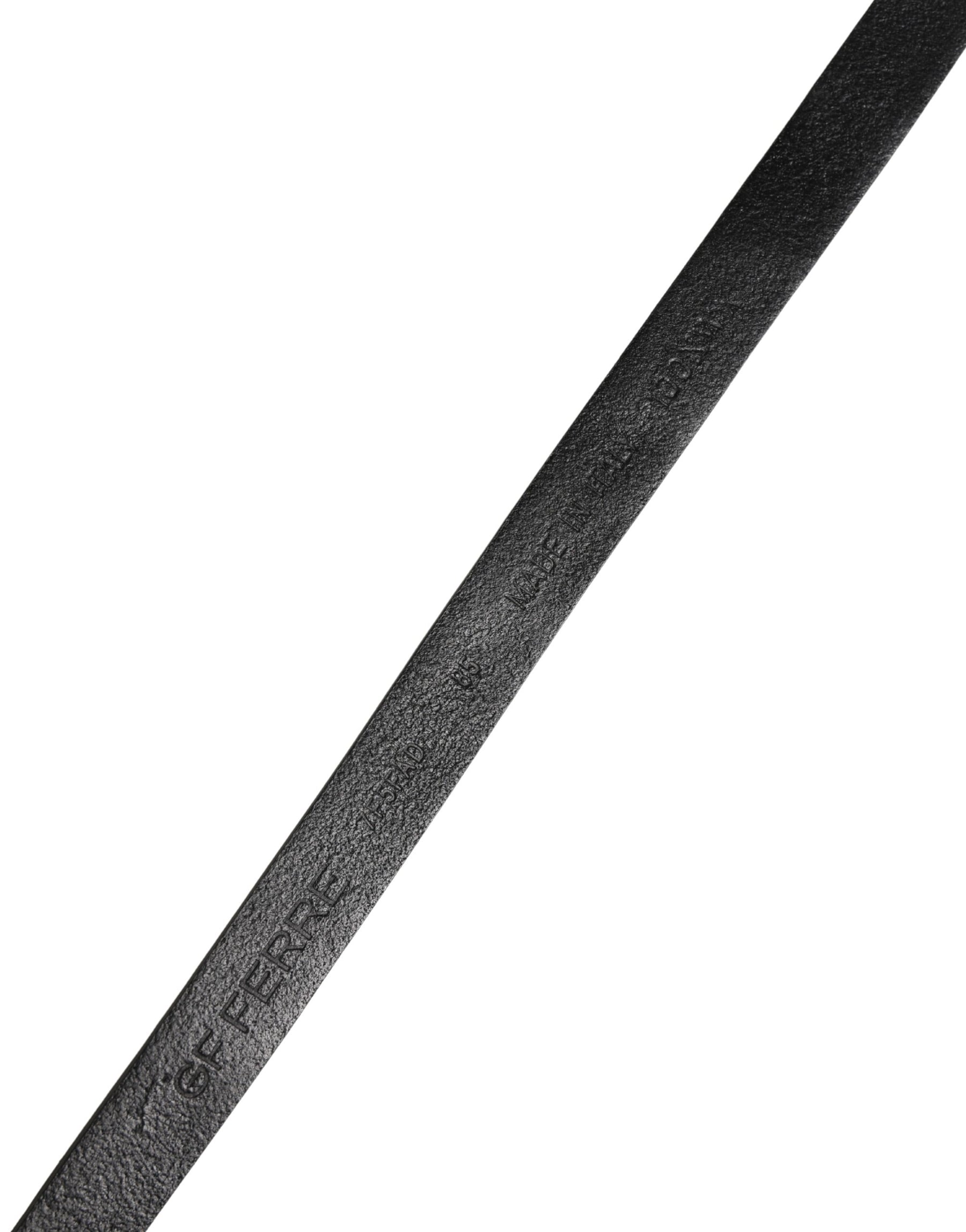 GF Ferre Black Leather Thin Gold Metal Brass Buckle Waist Belt | Regal Royce