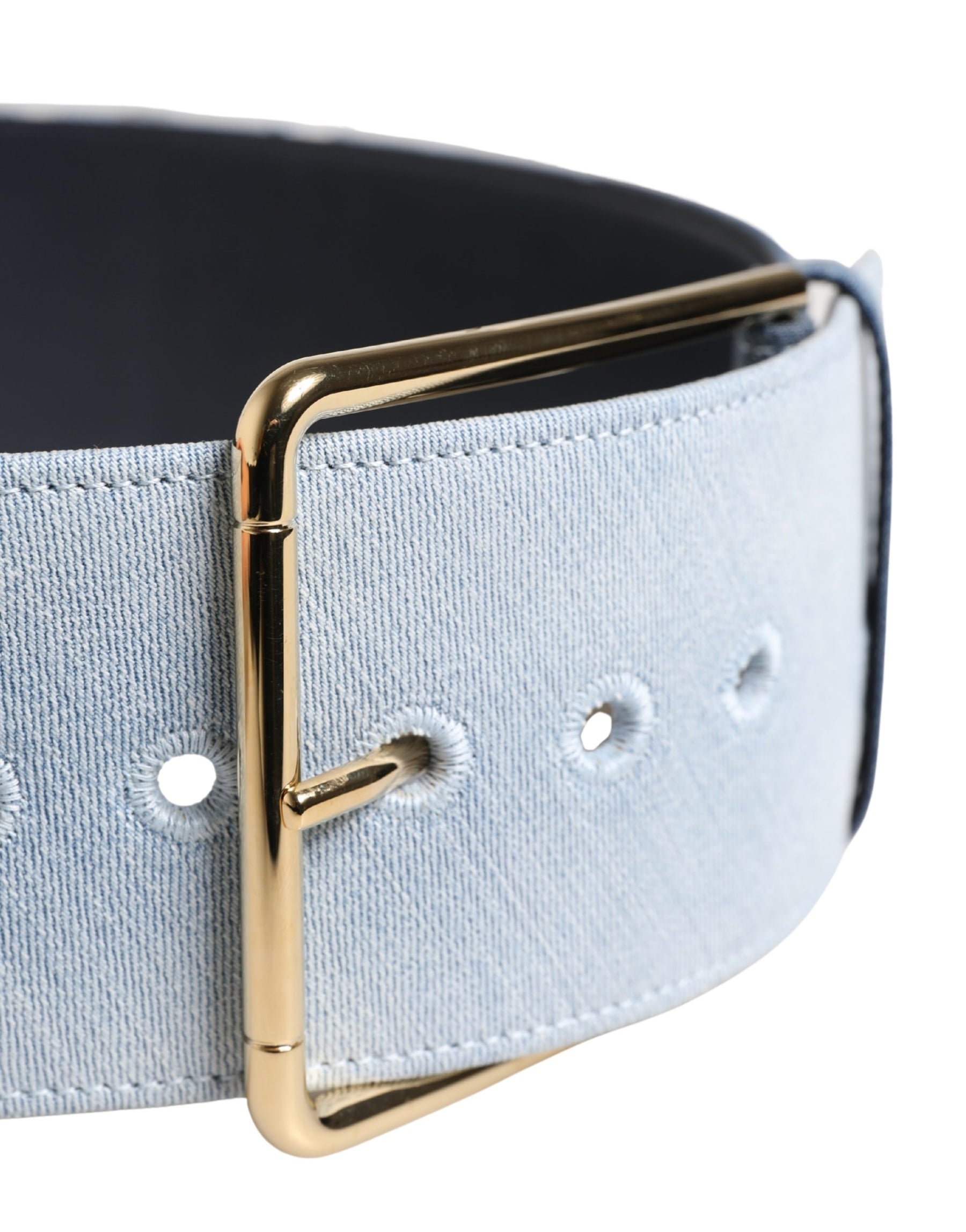 Dolce & Gabbana Blue Two Tone Denim Gold Metal Buckle Belt | Regal Royce
