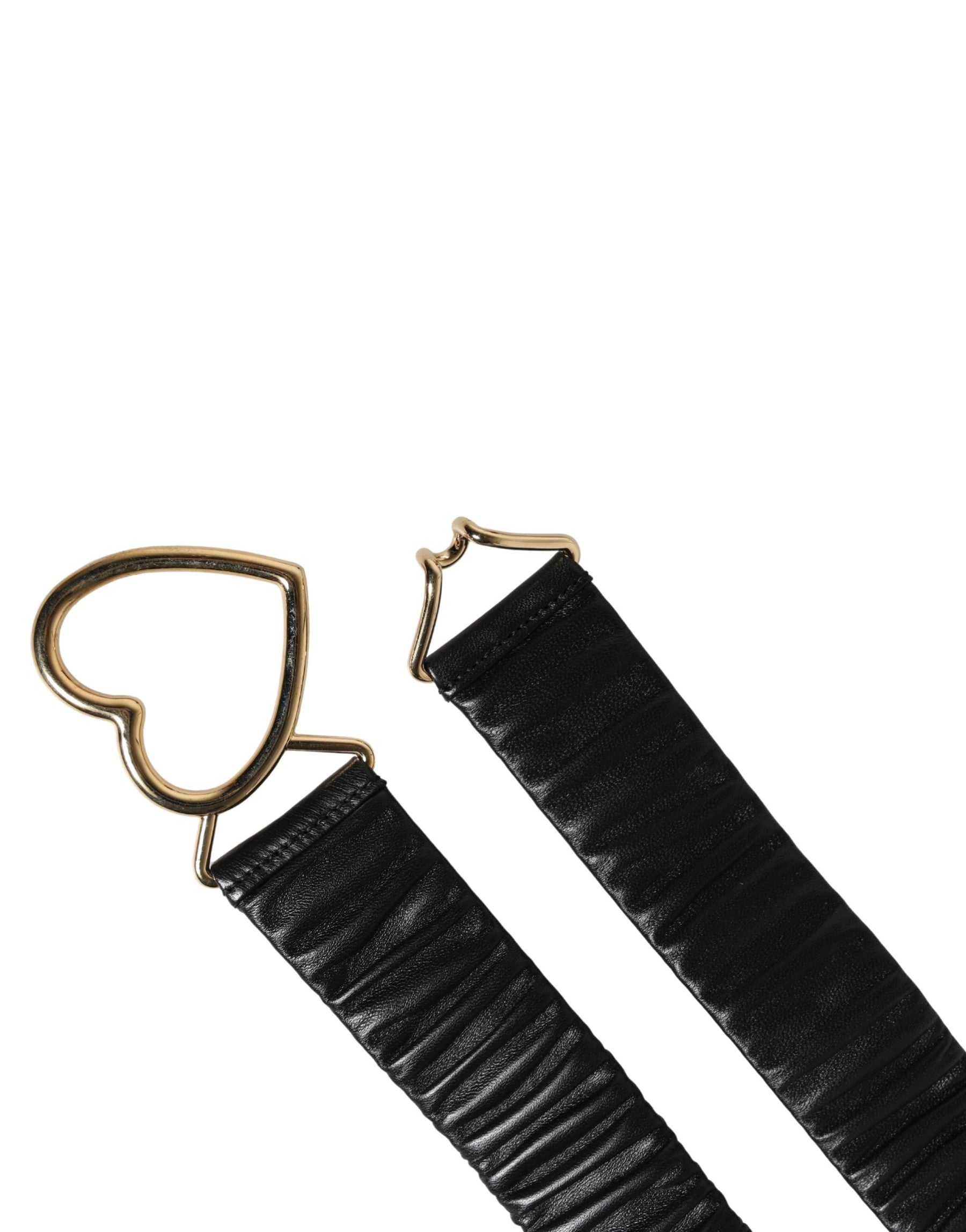 Dolce & Gabbana Black Leather Gold Heart Metal Buckle Belt | Regal Royce